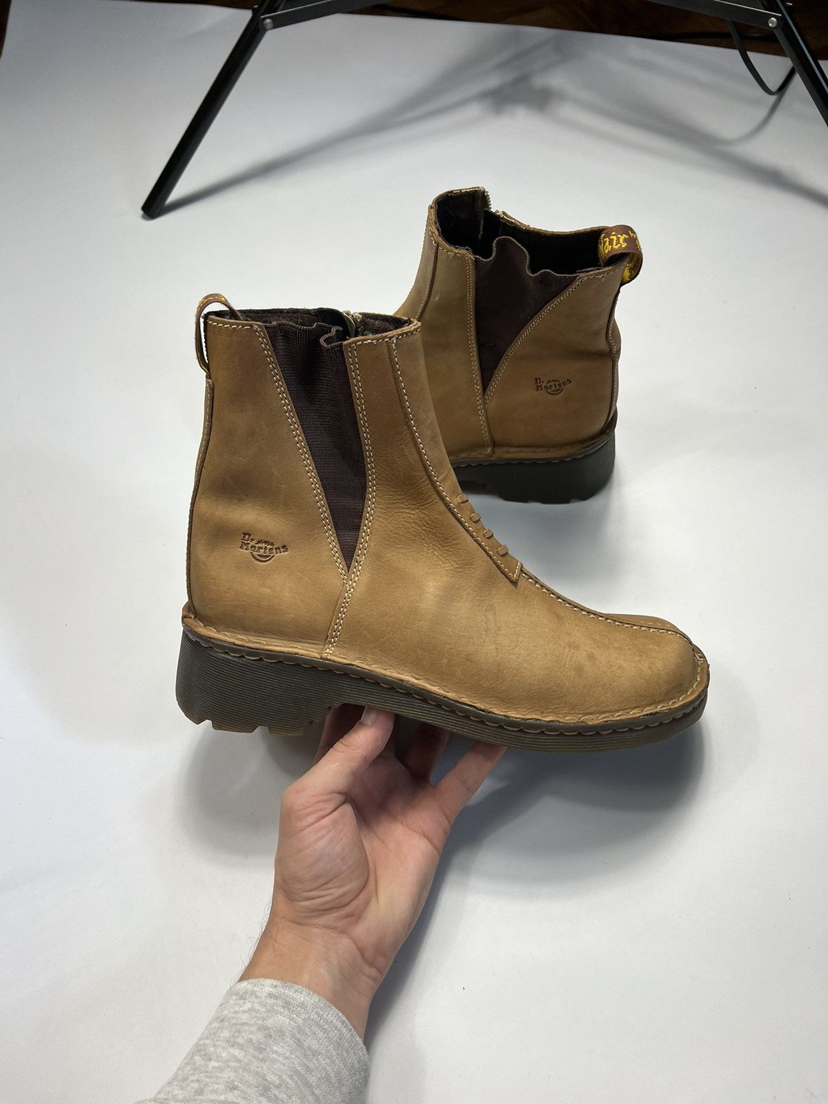 Martens 2819 Leather Brown Side Zip Chelsea Shoes Boots