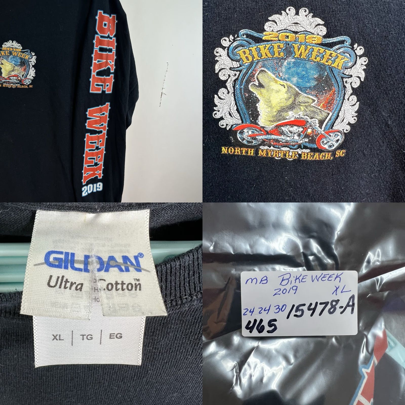 Gildan 2019 Myrtle Beach Bike Week T-Shirt Gildan XL Long Sleeve Black Graphic Print Men’s Size US XL / EU 56 / 4 - 8 Thumbnail