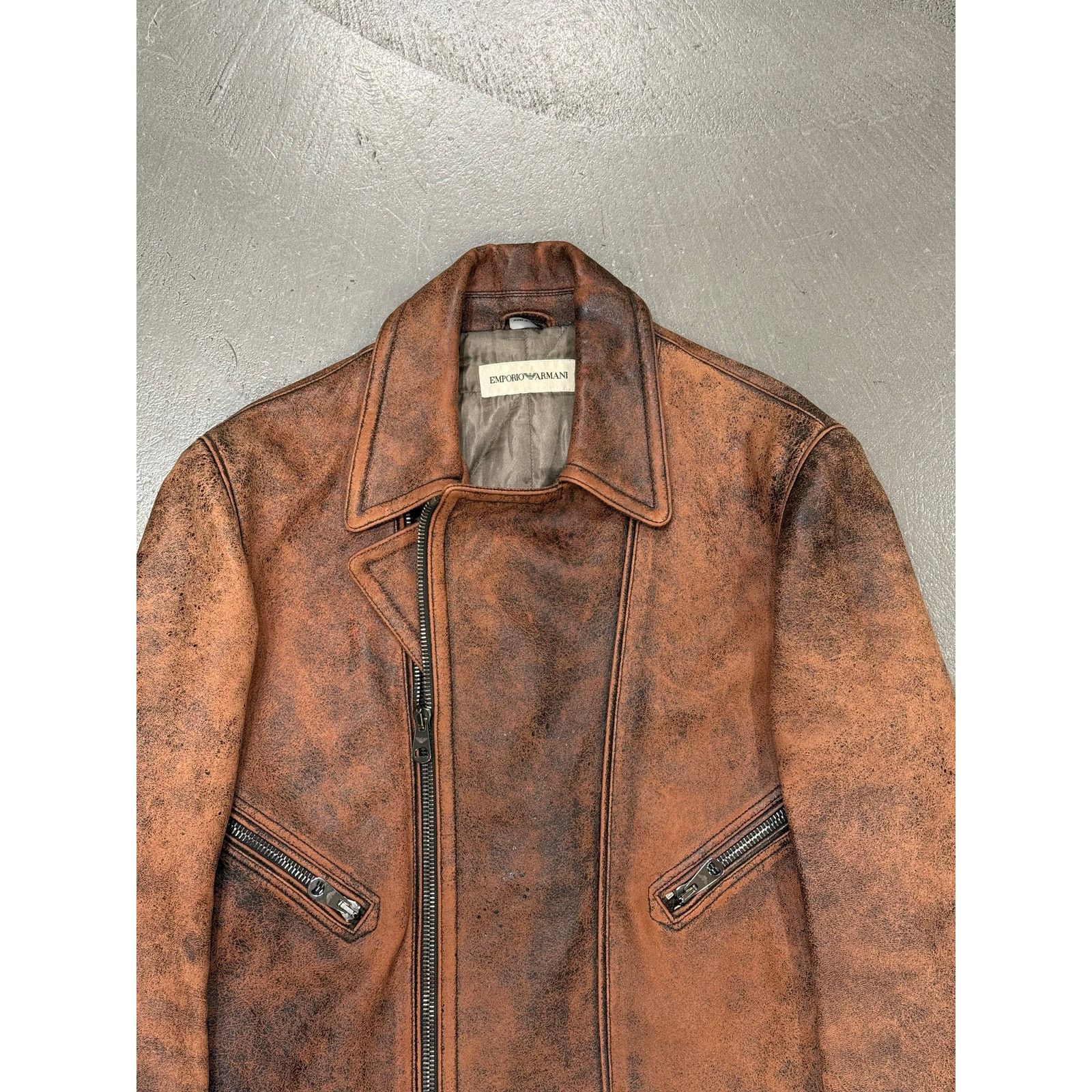 Giorgio Armani 1990s Emporio Armani eroded distressed zipper biker jacket Size XL / US 12-14 / IT 48-50 - 5 Thumbnail