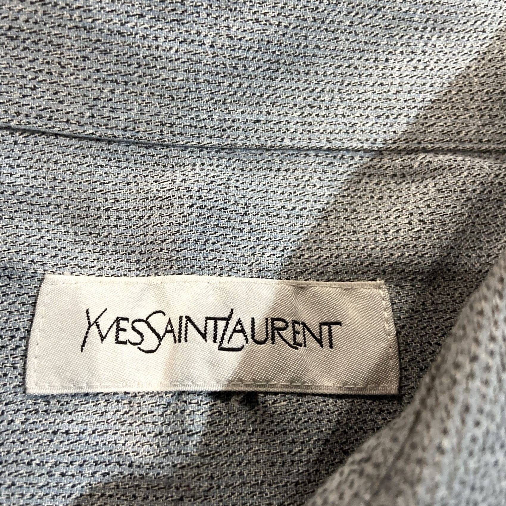 Yves Saint Laurent VINTAGE Saint Laurent YSL Button Shirt Cotton Blend Mens XL Blue Shirt Size US XL / EU 56 / 4 - 2 Thumbnail