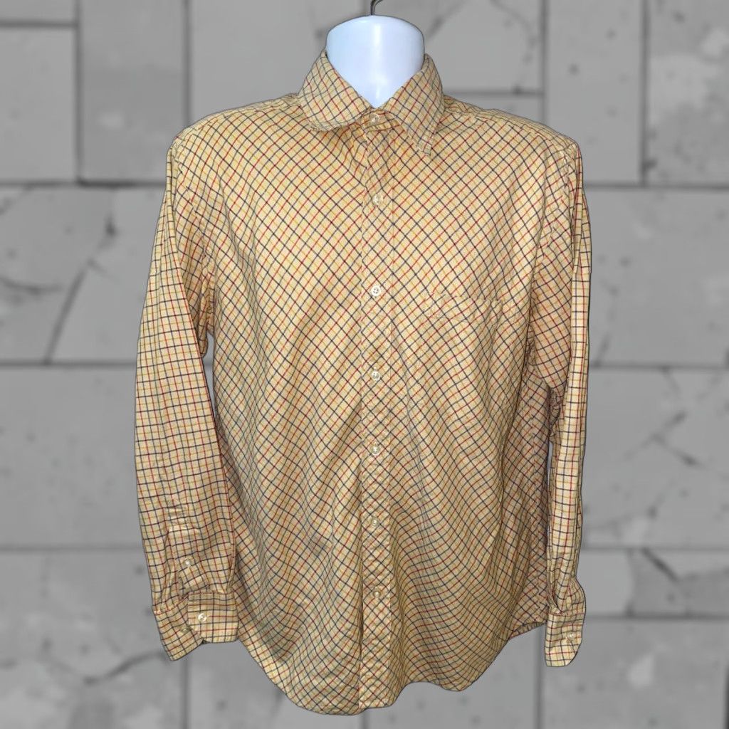 Robert Graham Robert Graham Shirt Mens Long Sleeve Button-Up Beige Checkered Size L Flip Cuff Casual Shirt Size US L / EU 52-54 / 3 - 1 Thumbnail