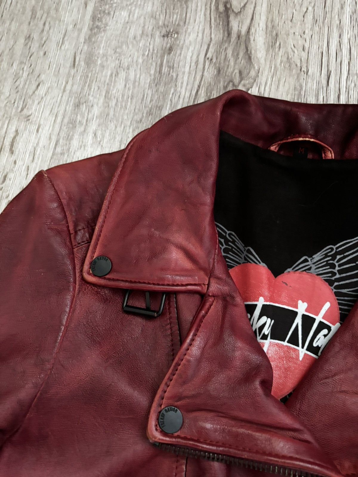 Other Freaky Nation Red Distressed Star Leather Biker Jacket Size M / US 6-8 / IT 42-44 - 10 Thumbnail