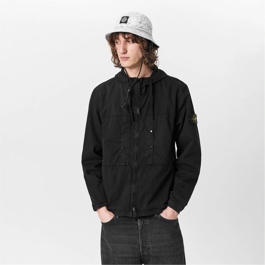 Stone Island o1g2r1mq0526 Twill Stretch-TC Hooded Jacket in Nero Size US XXL / EU 58 / 5 - 3 Thumbnail