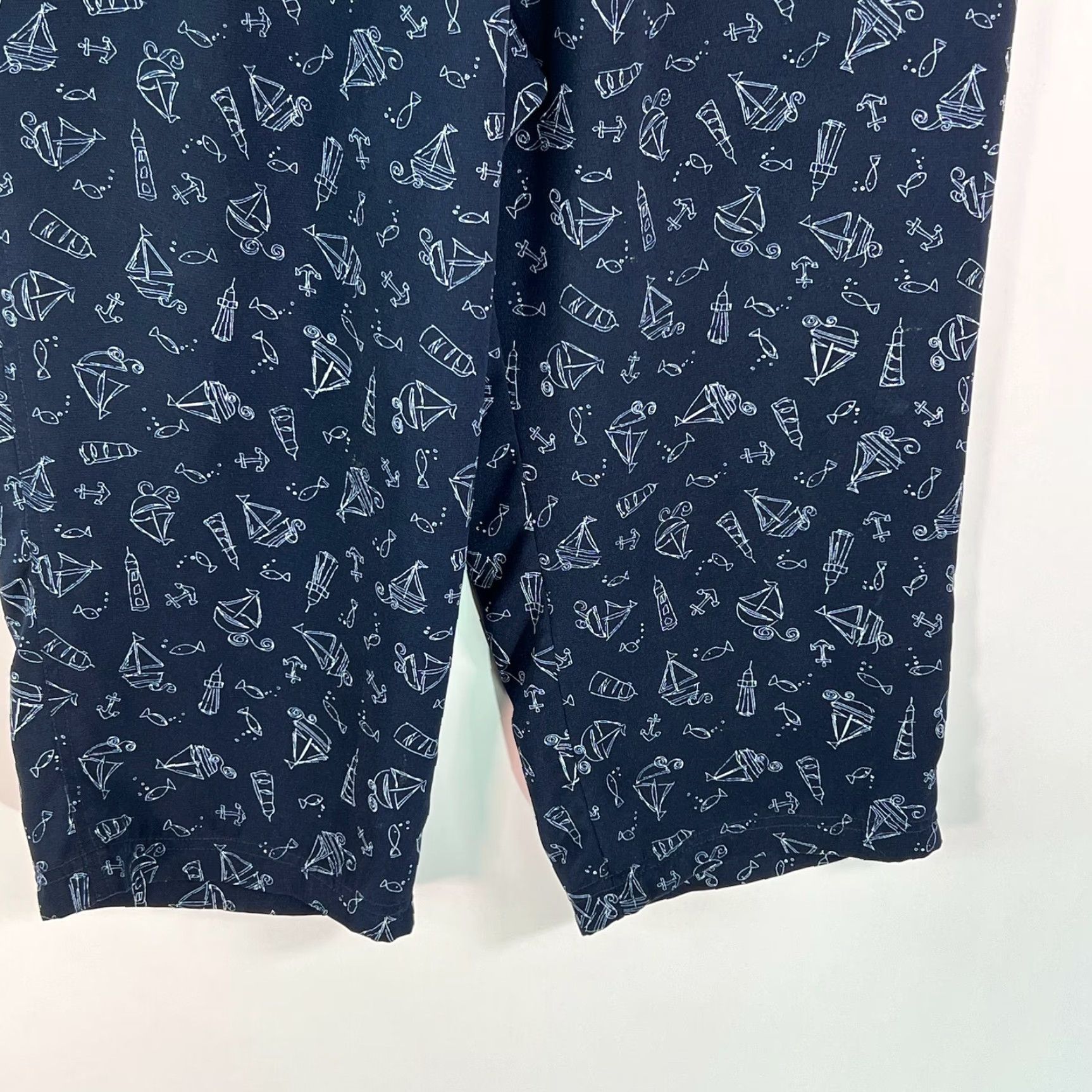 Vintage Christopher & Banks Womens Capri Pants Blue Elastic Waist Cropped Size Large - Regular Inseam 20 in Pant Size 36" / US 14 / IT 50 - 4 Thumbnail
