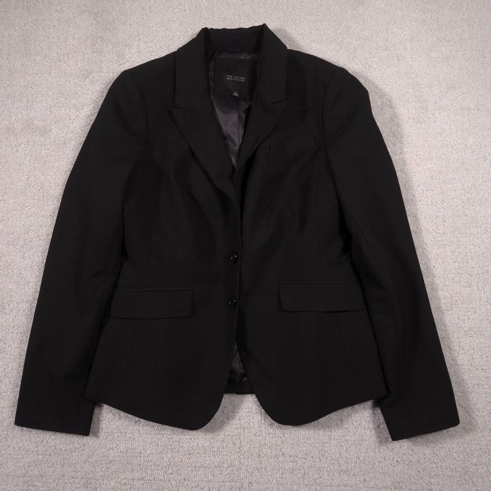 Vintage The Limited Blazer Womens 10 Black Two-Button Lined Stretch Suit Jacket Career Size L / US 10 / IT 46 - 2 Thumbnail