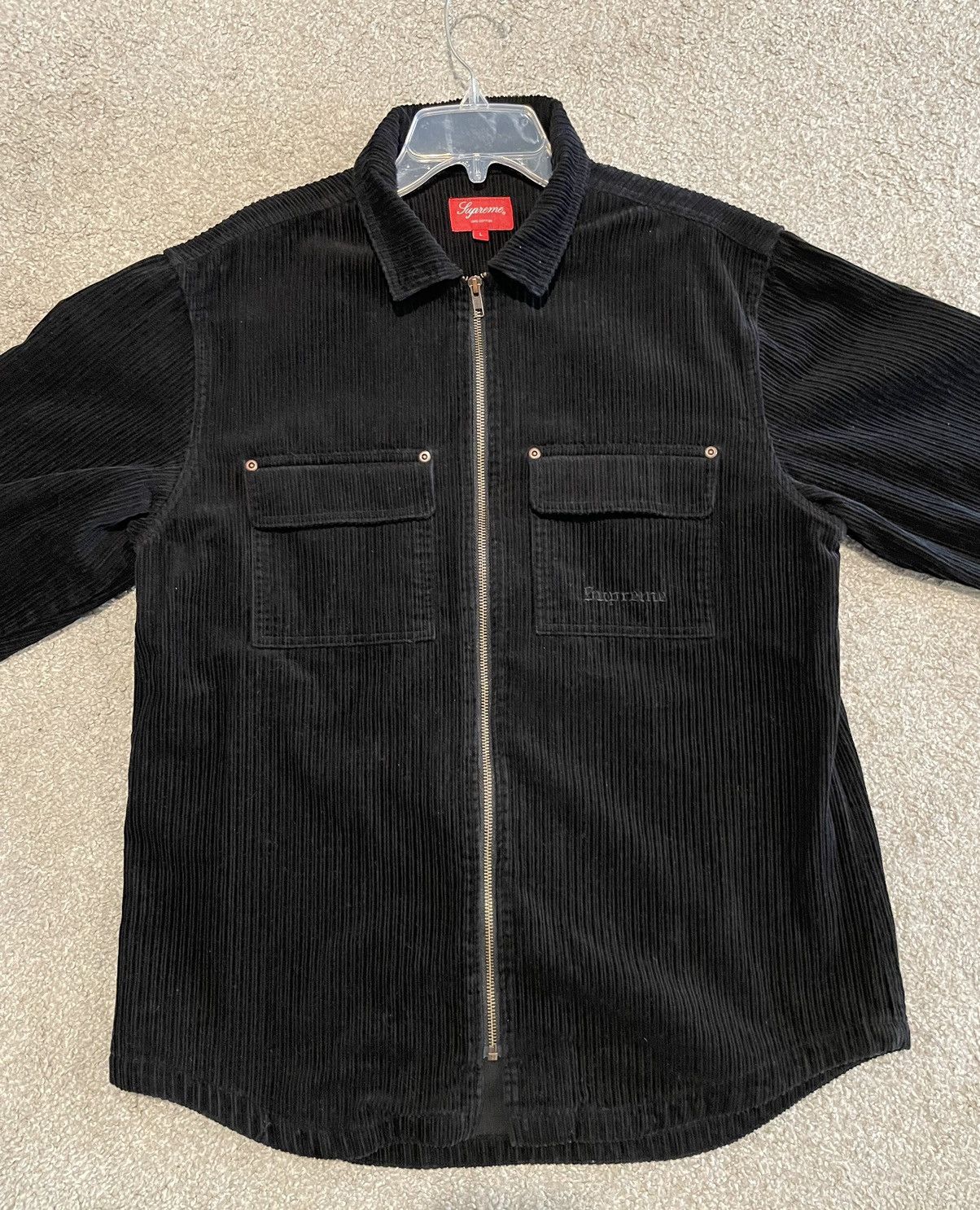 Supreme Supreme Corduroy Zip Up Shirt Black | Grailed