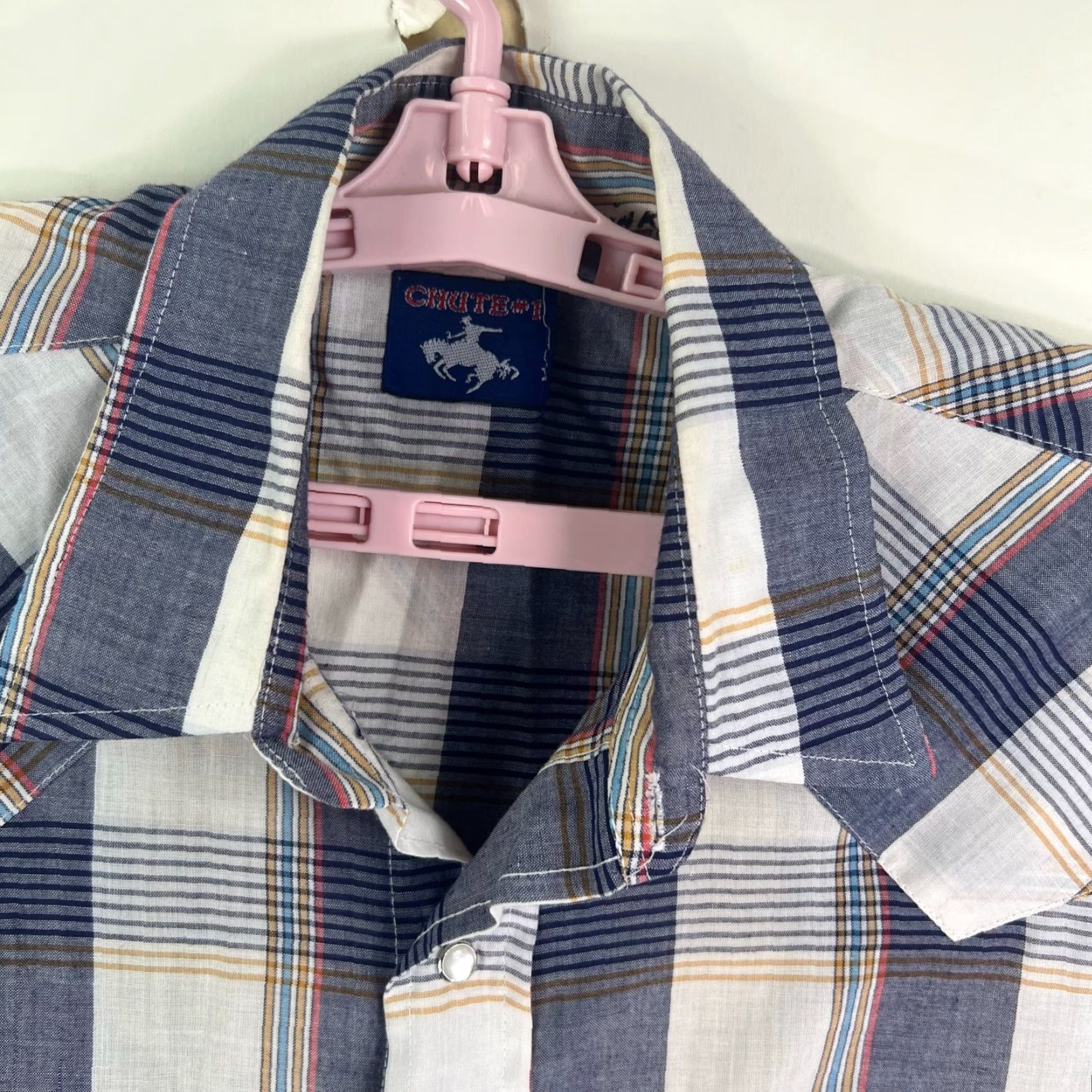 Vintage VINTAGE Chute Shirt Plaid Pearl Snap Western Short Sleeve Mens M Blue Size US M / EU 48-50 / 2 - 3 Thumbnail