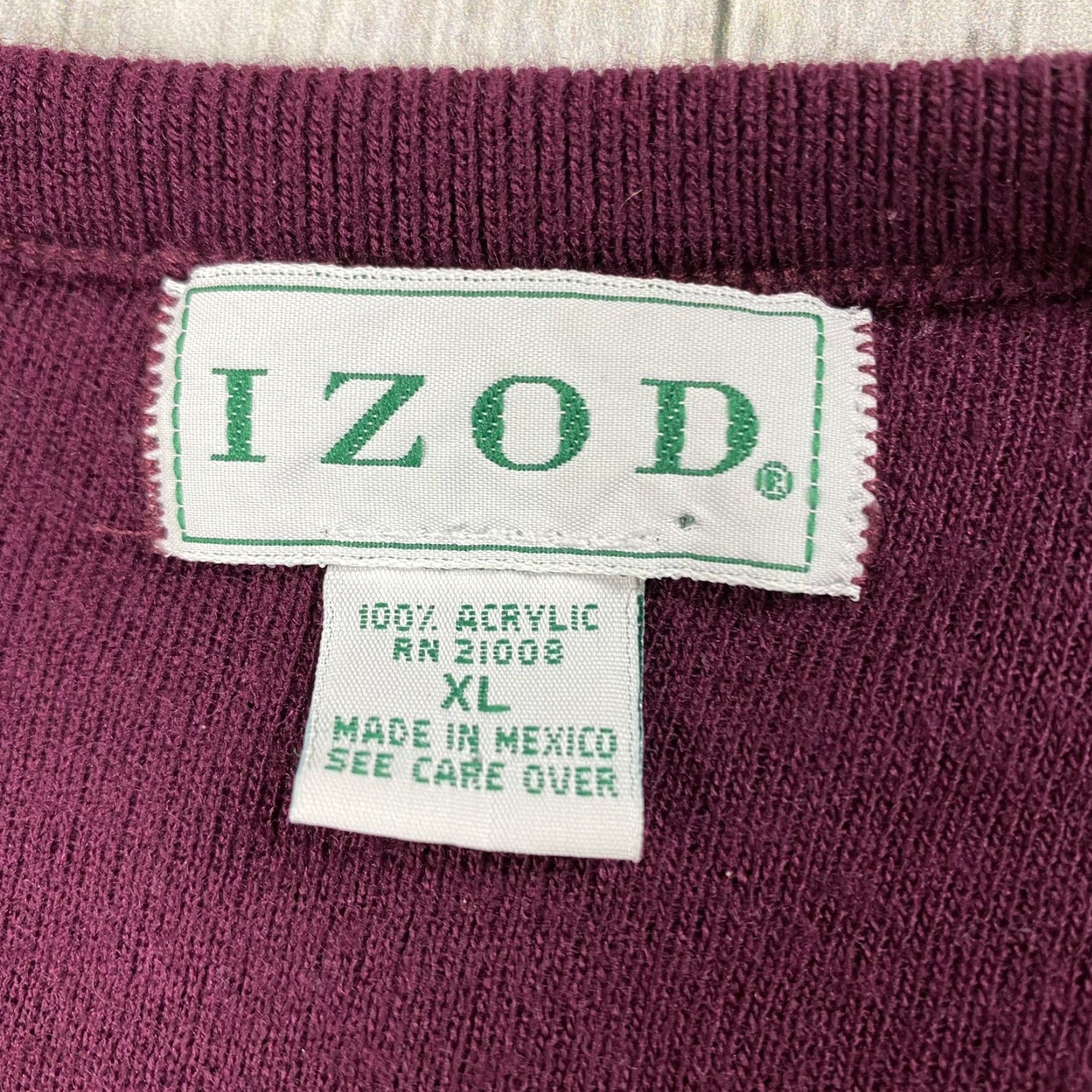 Izod VINTAGE IZOD Sweater V-Neck Pullover Mens XL Wine Preppy Classic Knit Size US XL / EU 56 / 4 - 4 Thumbnail