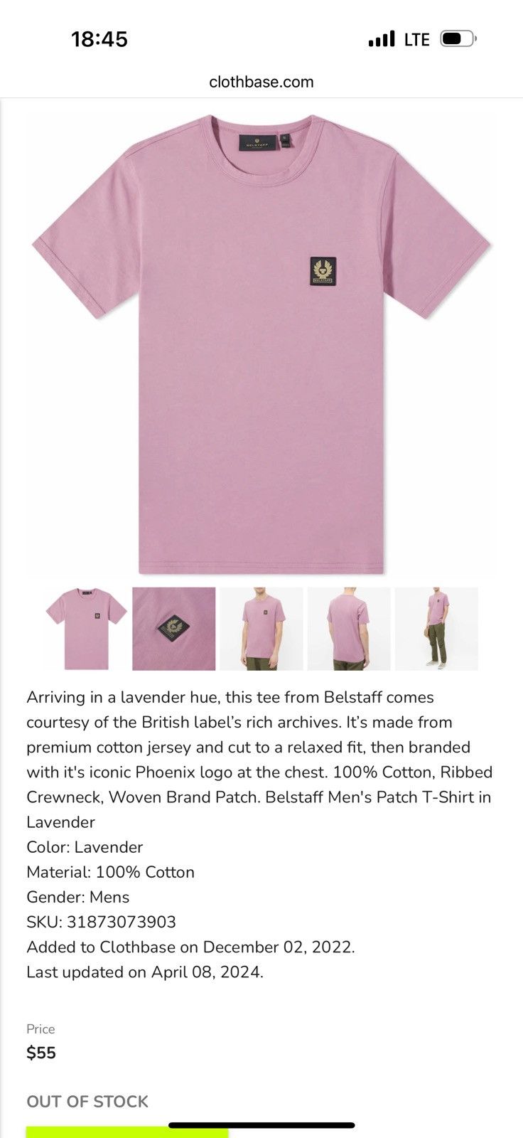Belstaff Belstaff Short Sleeve Crew Neck T-shirt Lavender Patch Logo Size US L / EU 52-54 / 3 - 3 Thumbnail