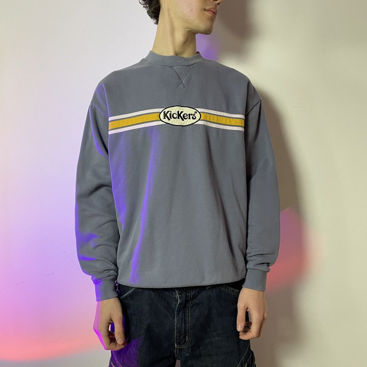 Kickers × Vintage Vintage Kickers Yellow/White basic Striped Sweatshirt Size US M / EU 48-50 / 2 - 21 Thumbnail