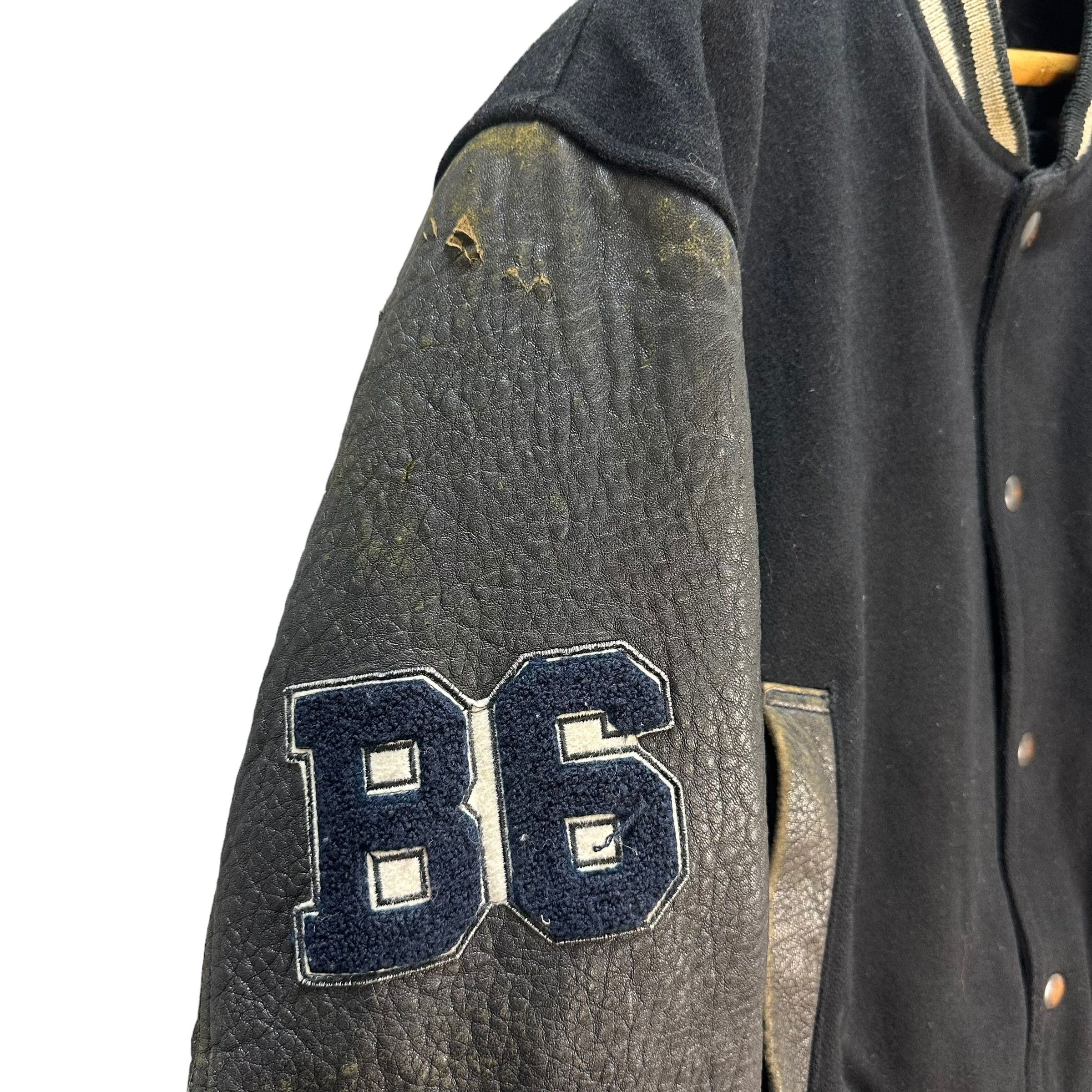 Other TRASHED🔥 PERSPIRE HOMME WOOL LEATHER VARSITY #8921-039 Size US L / EU 52-54 / 3 - 5 Thumbnail