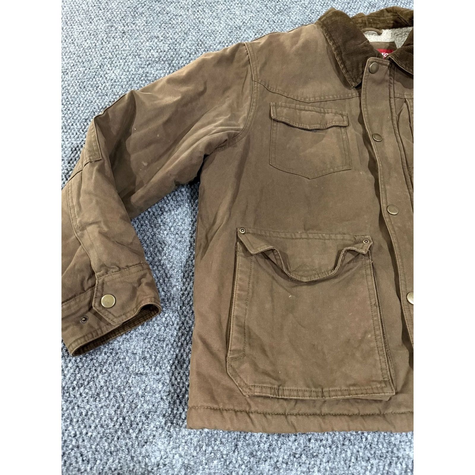 Wrangler VINTAGE Wrangler Jacket Mens XL Brown Canvas Sherpa Lined Snap Front Workwear Barn Size US XL / EU 56 / 4 - 4 Thumbnail