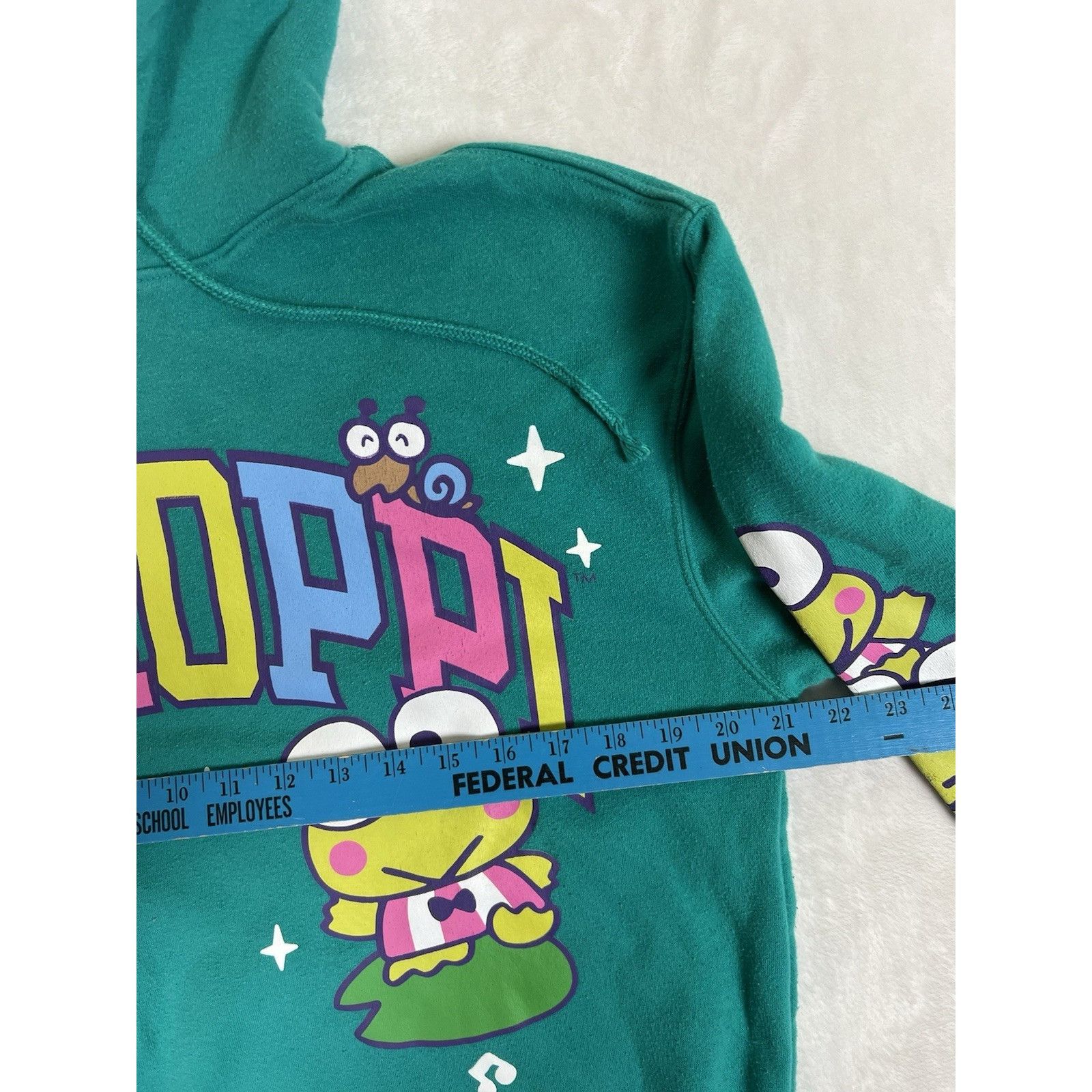 Other Sanrio Keroppi Pullover Sweatshirt Fuzzy Lined Green Hoodie Size M / US 6-8 / IT 42-44 - 2 Thumbnail