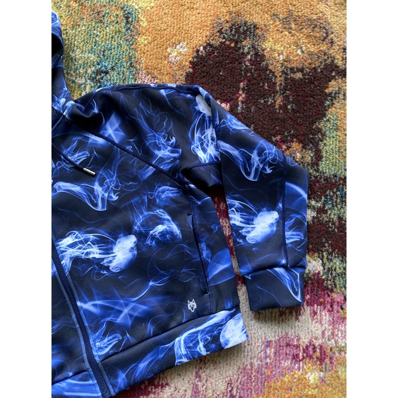 Vintage Greyson Hoodie Womens XL Cropped Ghost Dancer Blue Stretch Polyester Spandex Activewear Golf Ghost Womens XL Blue Size XL / US 12-14 / IT 48-50 - 3 Thumbnail