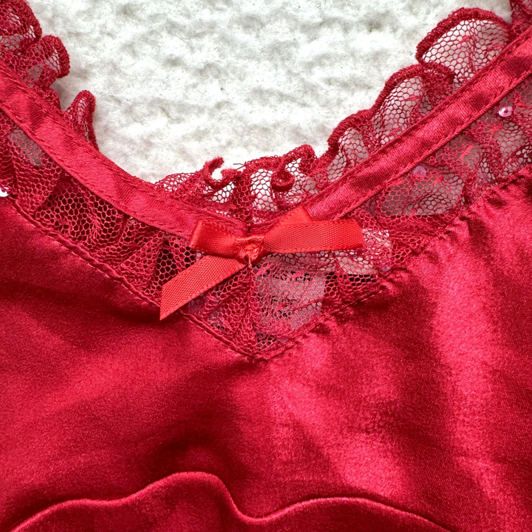 Vintage VINTAGE Camisole Top M Red Satin Lace Coquette Victorian Edwardian Y2K Size M / US 6-8 / IT 42-44 - 4 Thumbnail