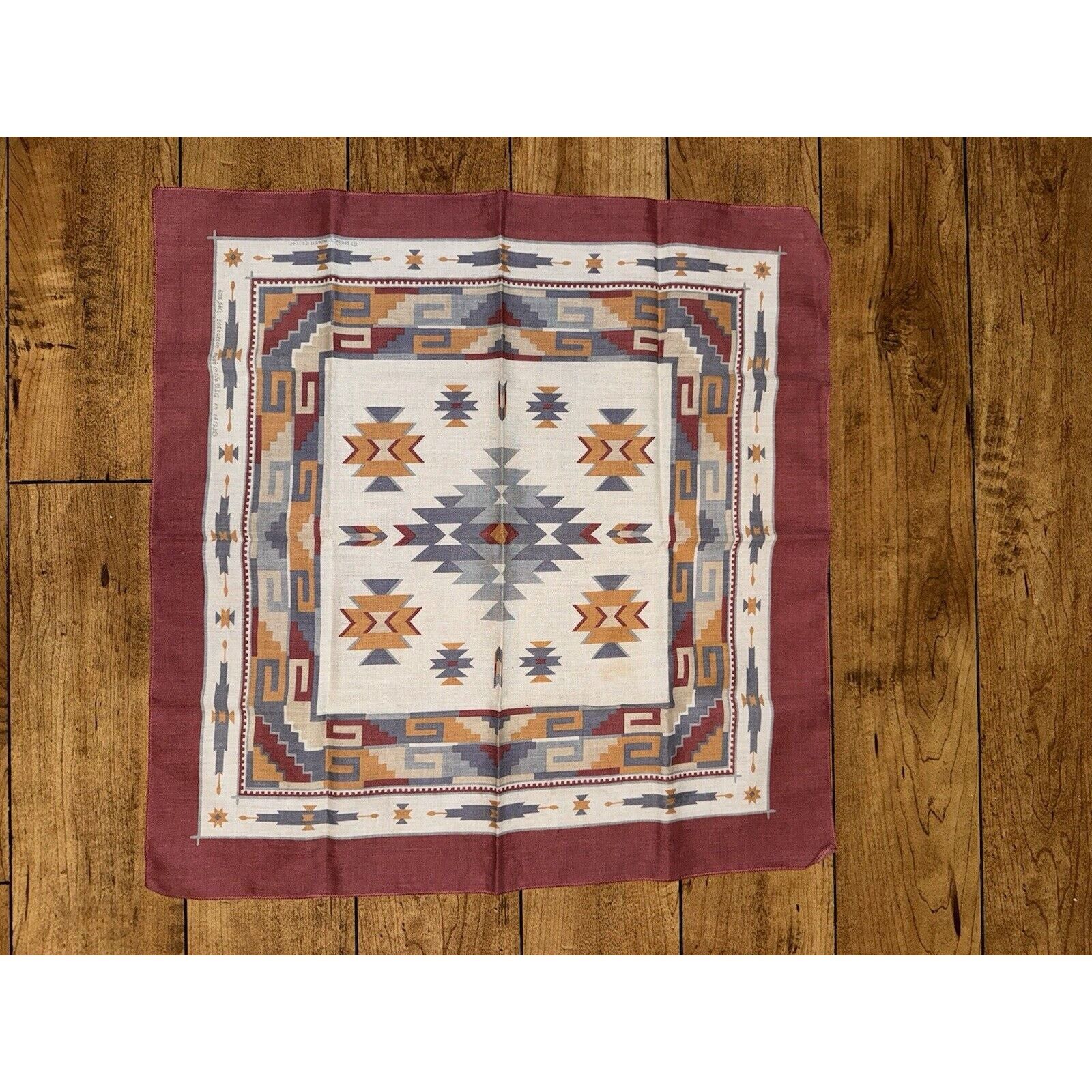 Native × Vintage × Western Mountaineering Vintage Native American Western Bandana Pocket Square Maroon Size ONE SIZE - 1 Thumbnail