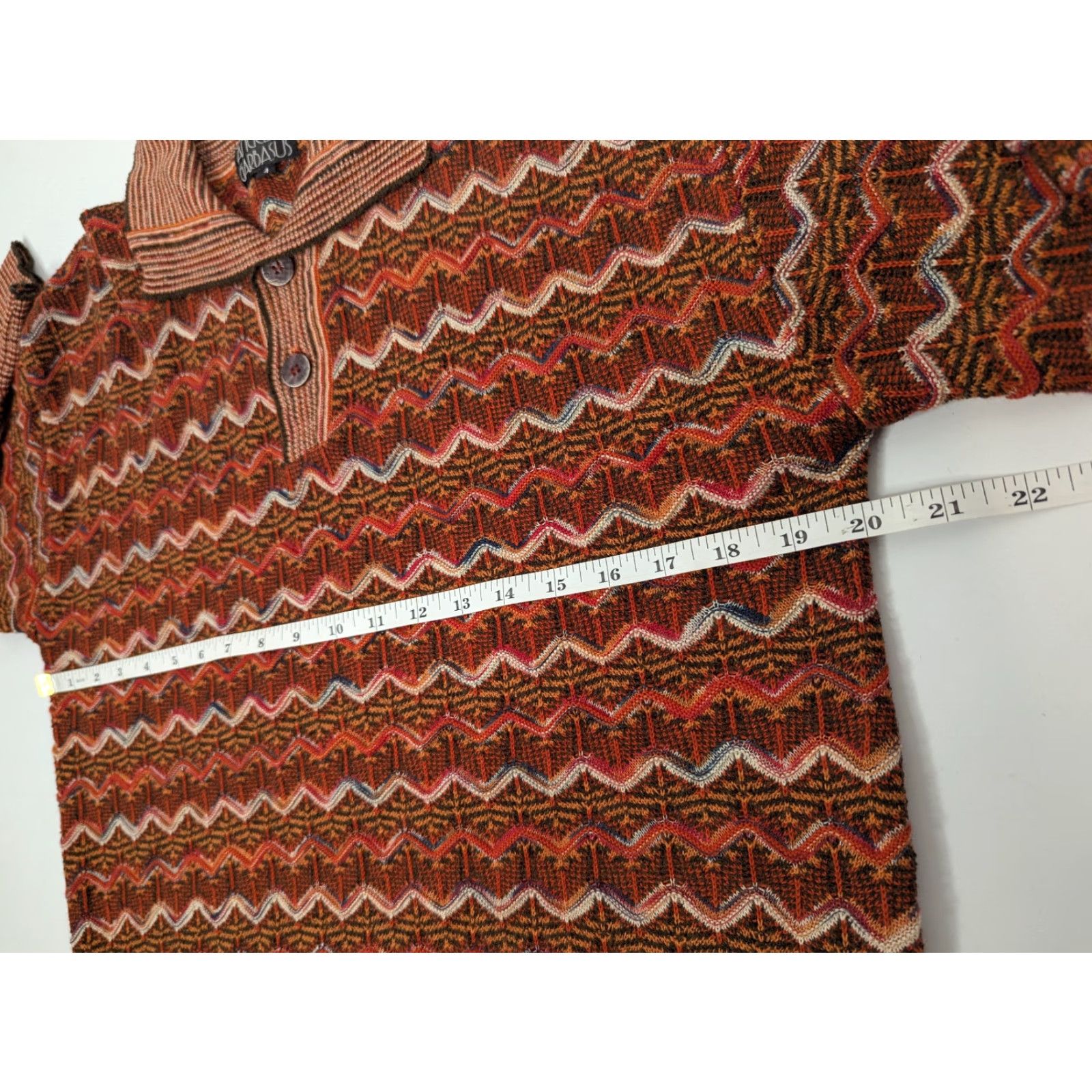 Vintage Angelo Garbasus Polo Long Sleeve Sweater Men’s 4 Collar Pullover Textured Wool Rust Geometric Knit Long Sleeve Wool Polo Sweater Mens 4 Size US S / EU 44-46 / 1 - 6 Thumbnail