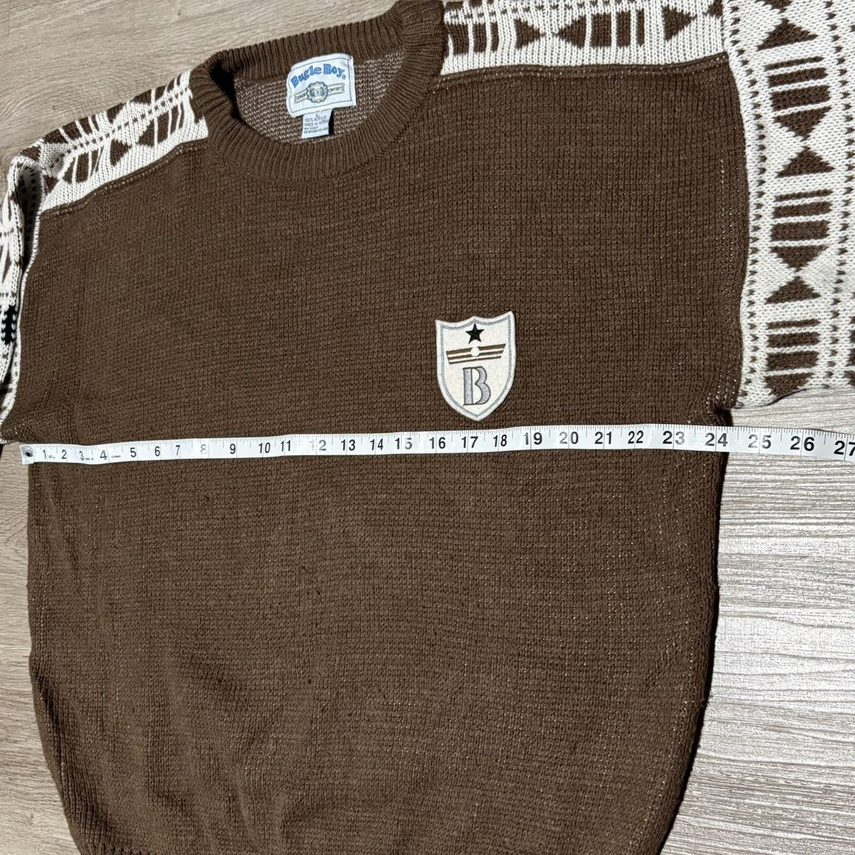 Bugle Boy Vintage Bugle Boy Knit Sweater Geometric Pattern Sleeves L Size US L / EU 52-54 / 3 - 4 Thumbnail