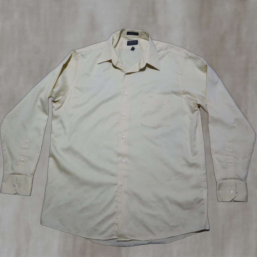 Arrow Arrow Shirt Men L Yellow Button-Down Short Sleeve 16.5 34/35 Cotton Polyester Casual Workwear 2010s Size US L / EU 52-54 / 3 - 1 Thumbnail