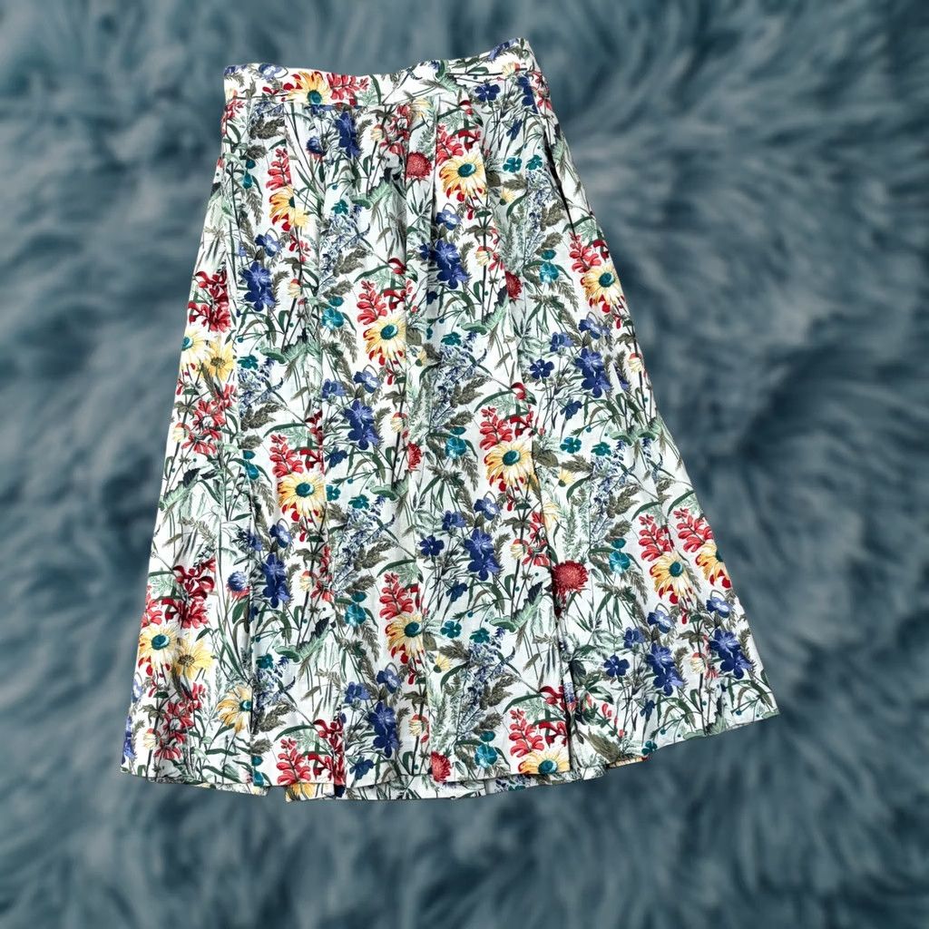 Vintage Geiger Collections Floral Midi Skirt - Austria Wildflower Botanical Sz 36 Size 25" / US 0 / IT 36 - 1 Thumbnail