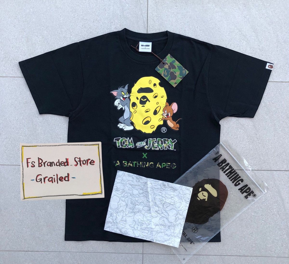Bape A BATHING APE X TOM AND JERRY Cheese Tee Size US M / EU 48-50 / 2 - 3 Thumbnail