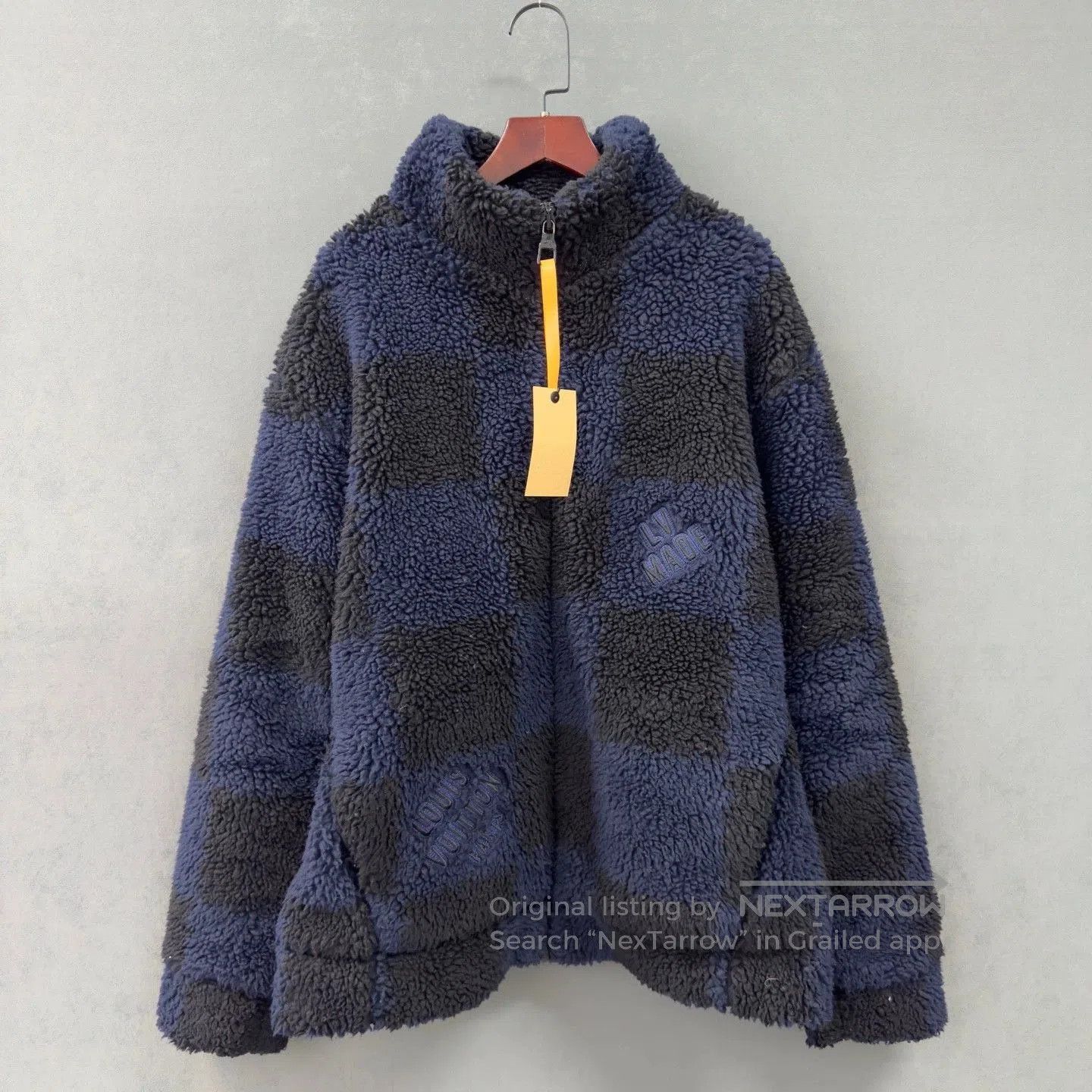 LV Blue and Black Checkerboard Coat.