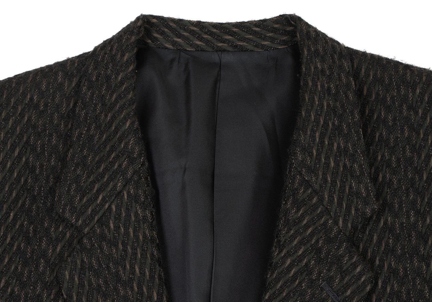 Issey Miyake Wool Patterned Jacket in Green and Black, Size L Size US L / EU 52-54 / 3 - 3 Thumbnail