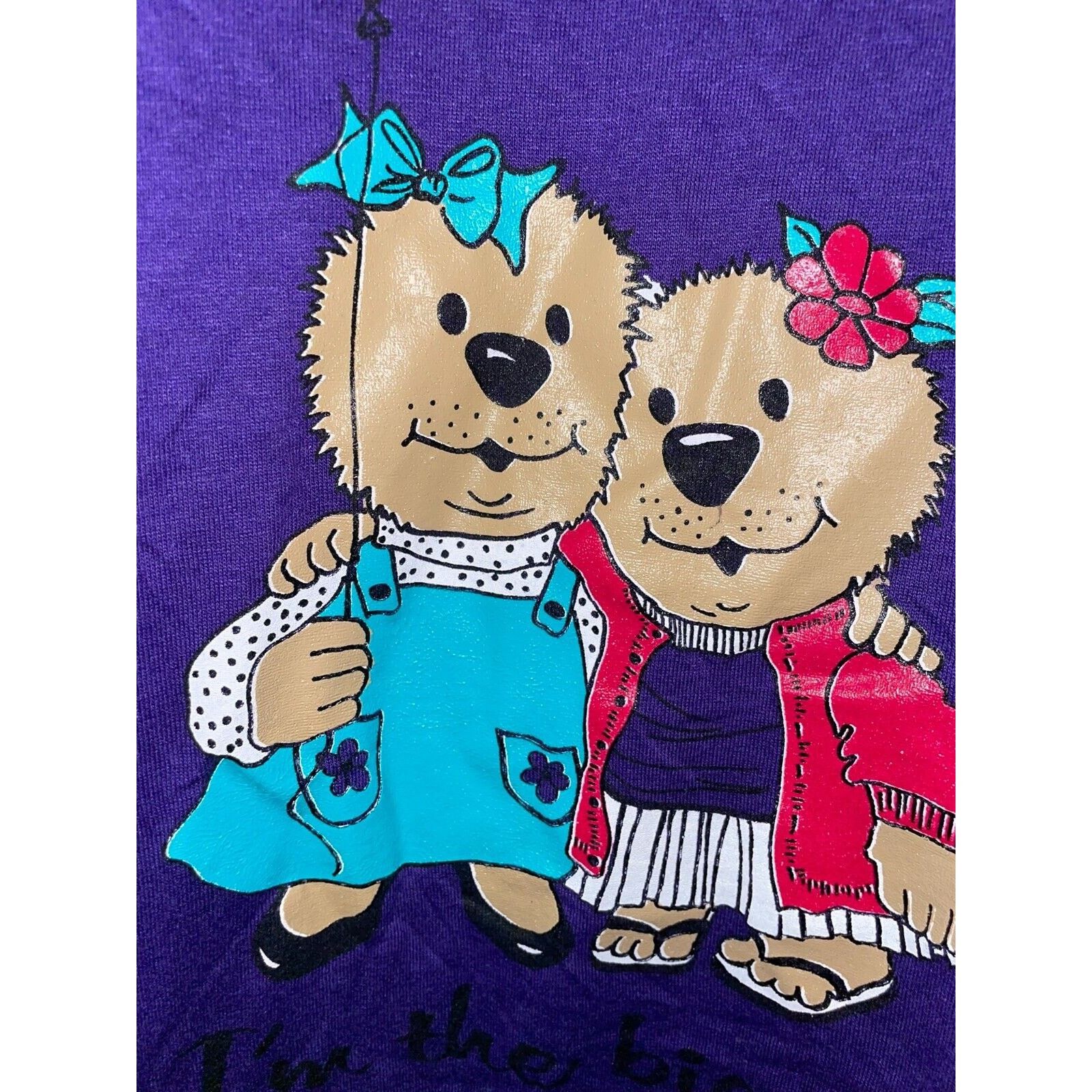 Jerzees Vintage Big Sister Shirt Tee I'm The Sis College Bears 1980s Size US L / EU 52-54 / 3 - 4 Thumbnail