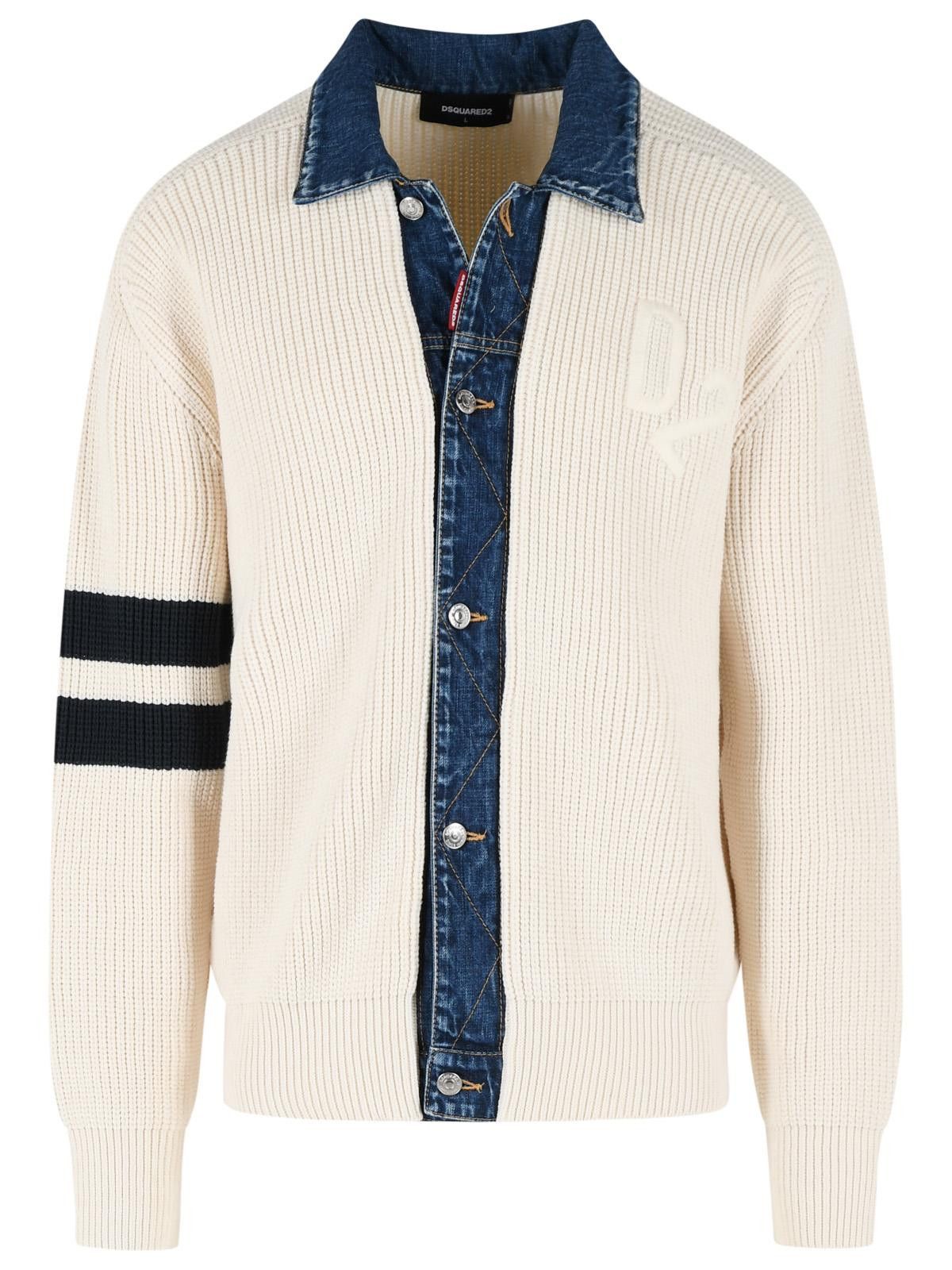 Dsquared2 DSQUARED2 Light Beige Cotton Blend Sweater Size US L / EU 52-54 / 3 - 1 Thumbnail