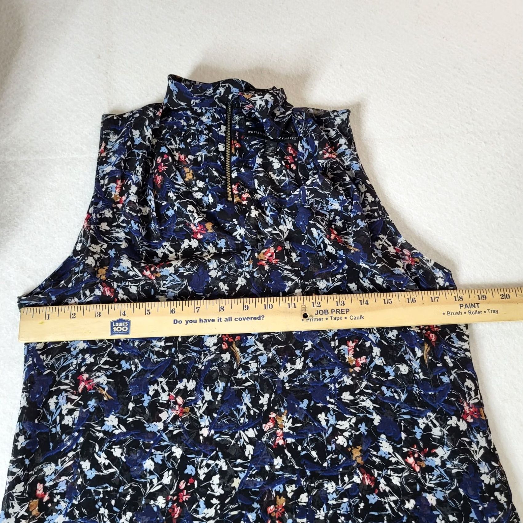 White House Black Market White House Black Market Blouse Shirt Women Floral Sleeveless High Neck Zipper 1/4 Size 6 Black Size M / US 6-8 / IT 42-44 - 3 Thumbnail