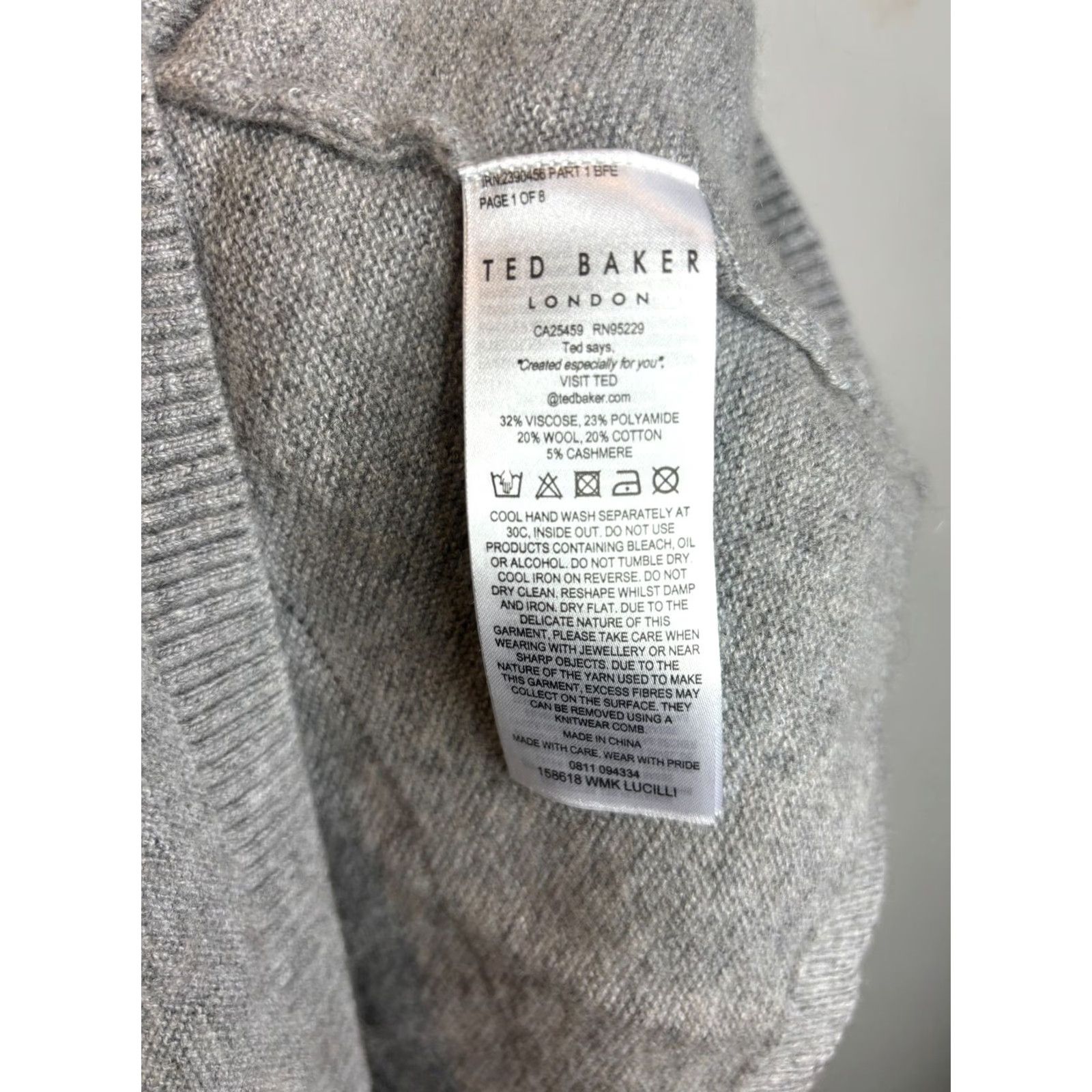 Ted Baker Ted Baker Hoodie Sweater Full Zip Viscose Cotton Women's Size 4 Gray 1051 Size S / US 4 / IT 40 - 5 Thumbnail