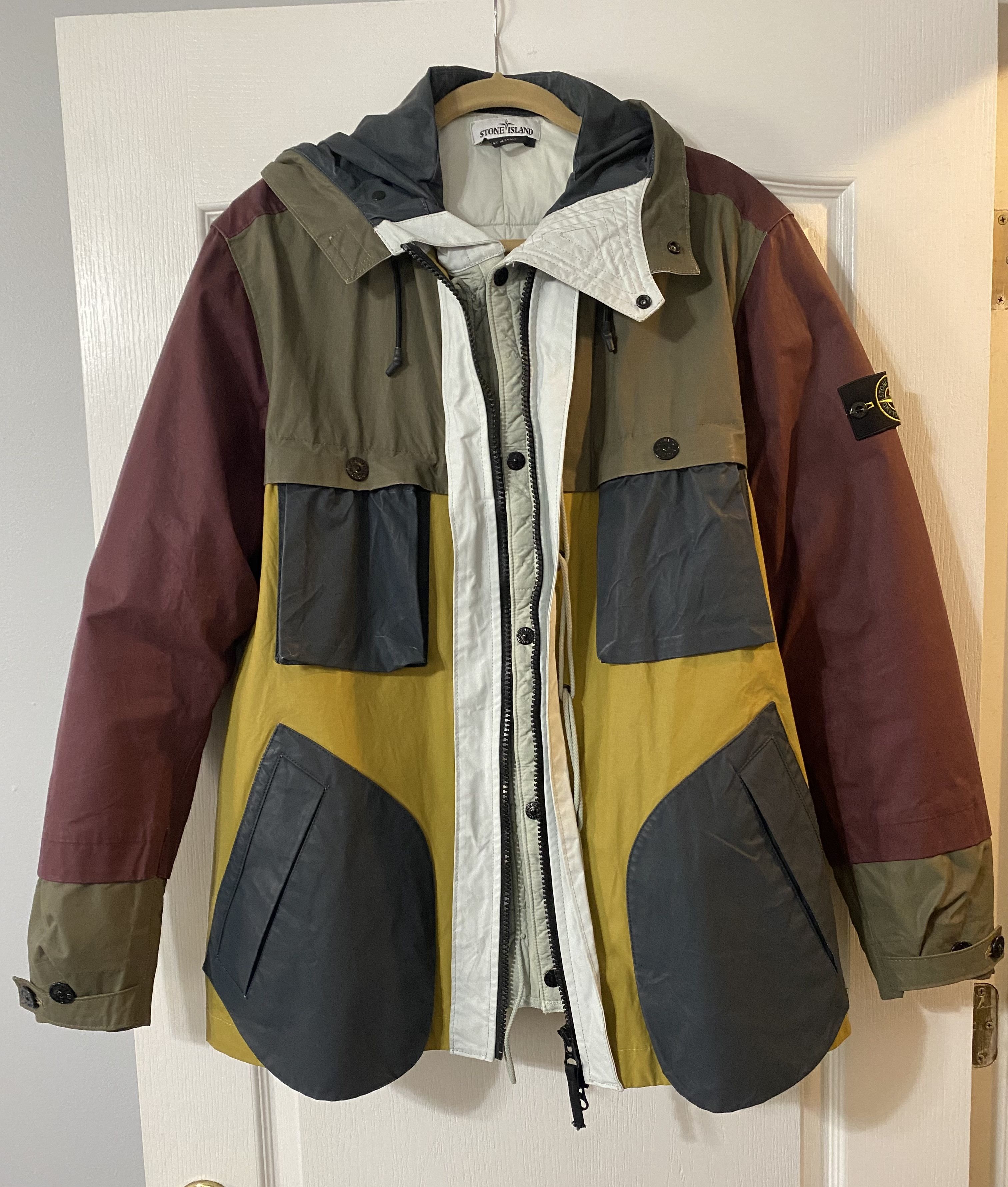 Stone Island Tela Placcata Bicolore Colorblock Parka Jacket XL