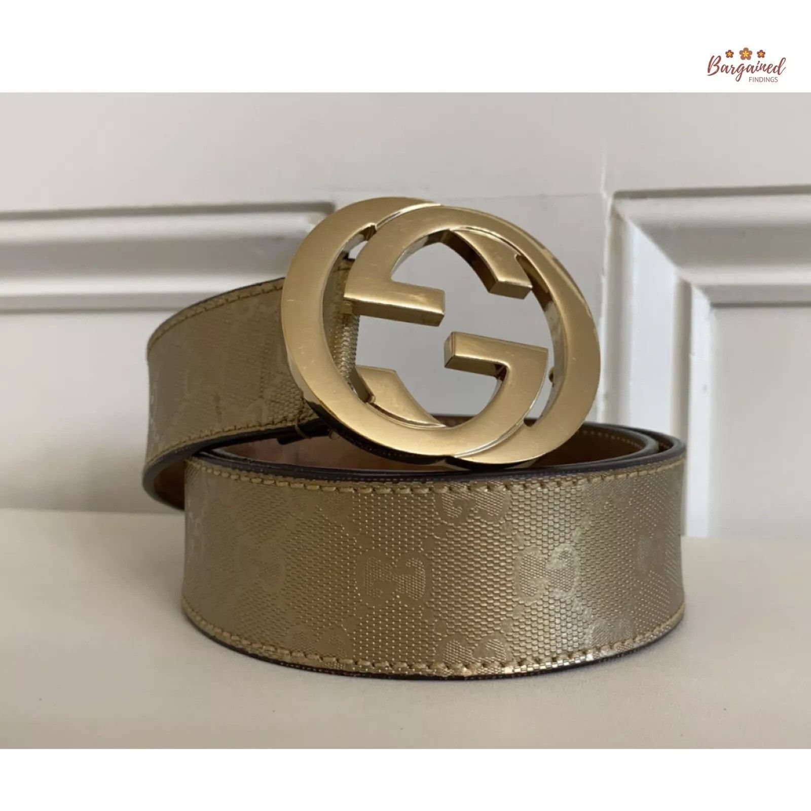 Gucci Gucci Imprime Monogram Leather Interlocking G Buckle Belt Size 30 - 1 Thumbnail