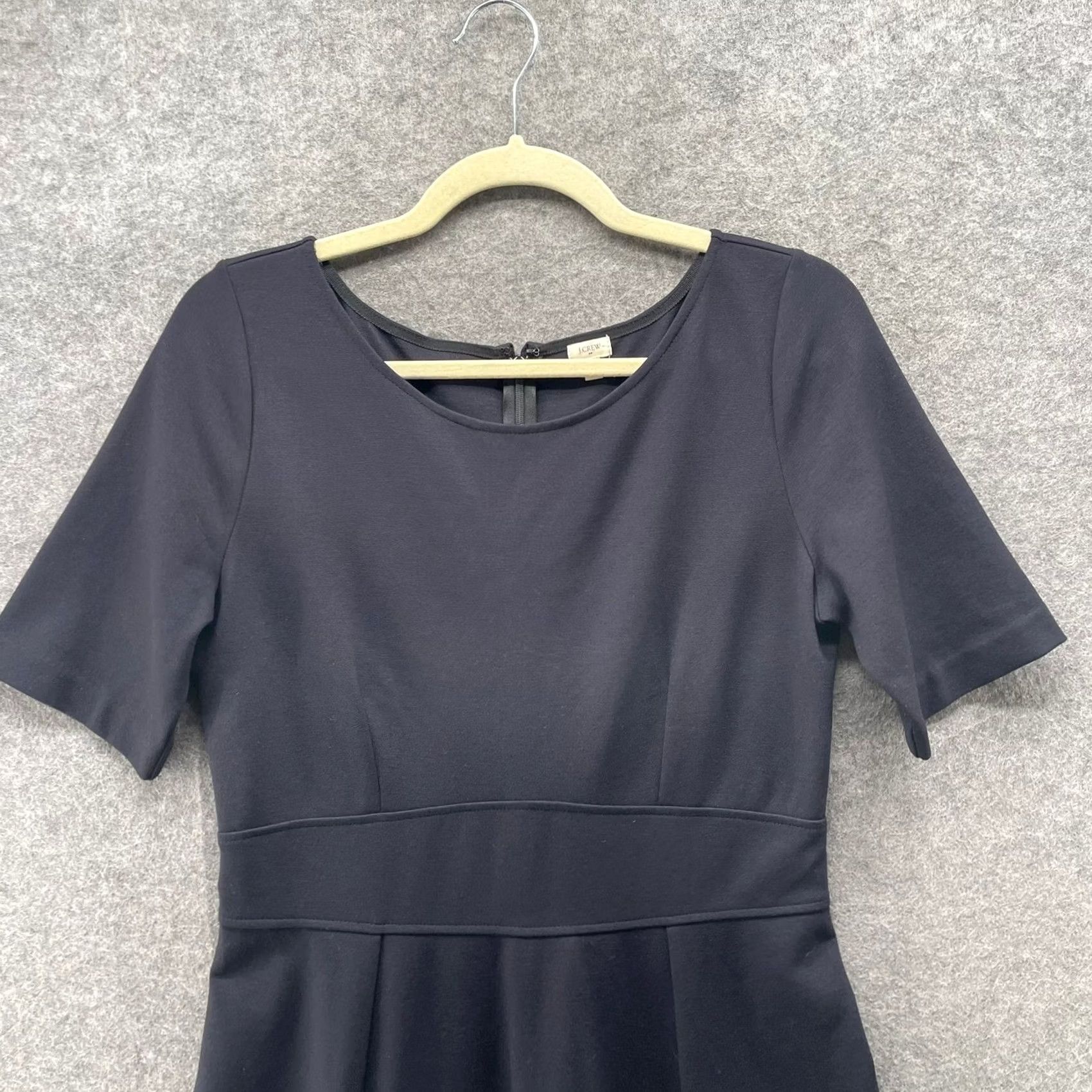 J.Crew J.CREW Ponte Knit Fit Flare Dress Womens 8 Navy Blue Short Sleeve A-Line Crew Size 30" / US 8 / IT 44 - 3 Thumbnail
