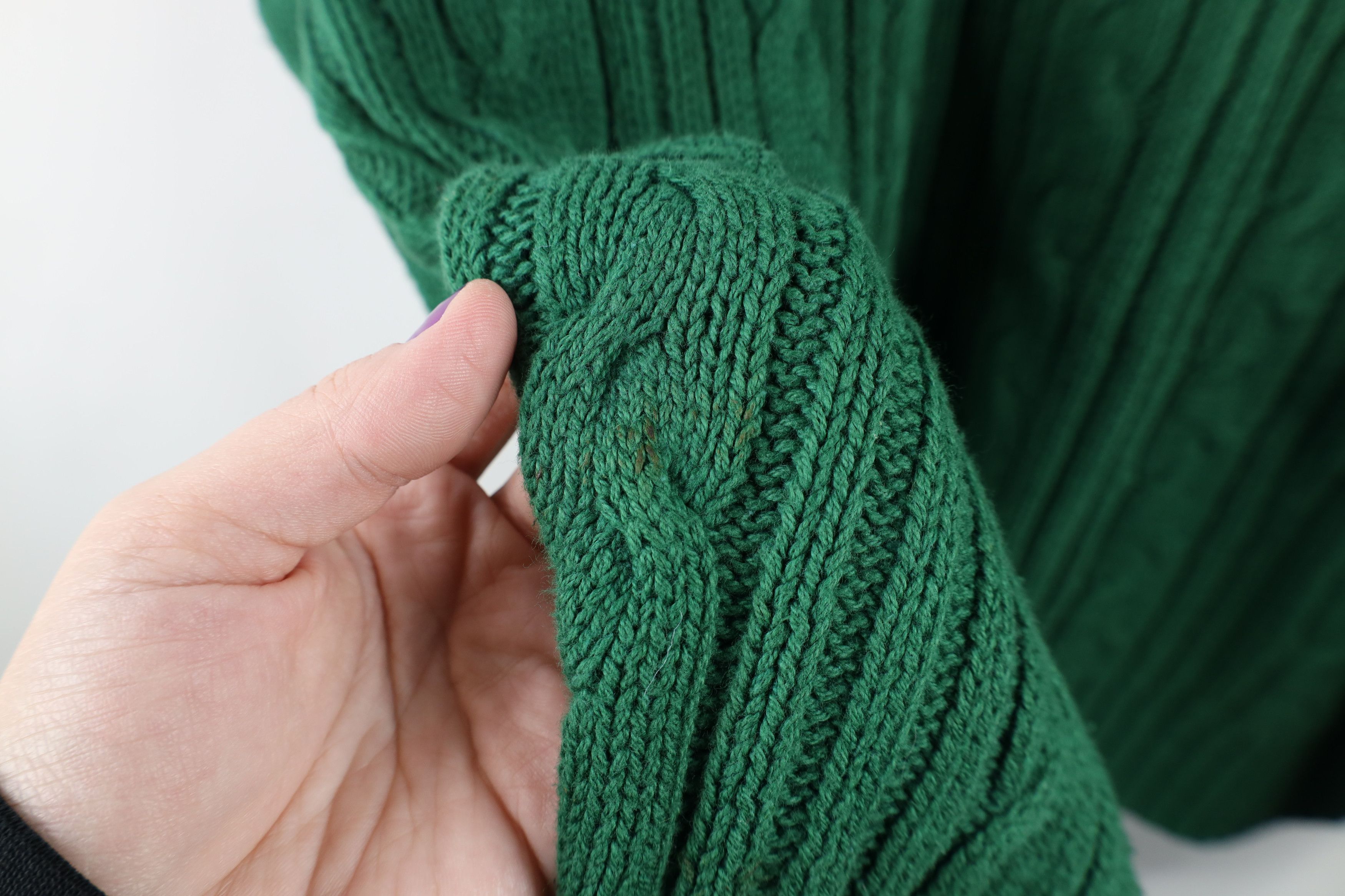 Eddie Bauer × Vintage Vintage 90s Eddie Bauer Cable Knit Crewneck Sweater Green Size US L / EU 52-54 / 3 - 6 Thumbnail