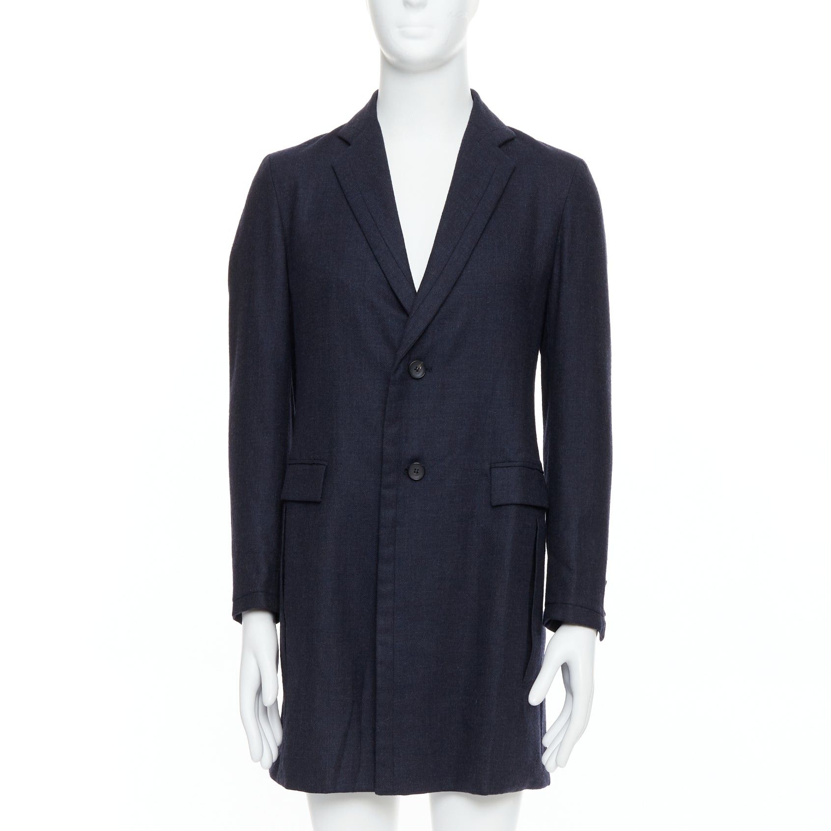 Giuliano Fujiwara GIULIANO FUJIWARA 100% wool navy panelled lapel long coat IT46 S Size US S / EU 44-46 / 1 - 1 Thumbnail
