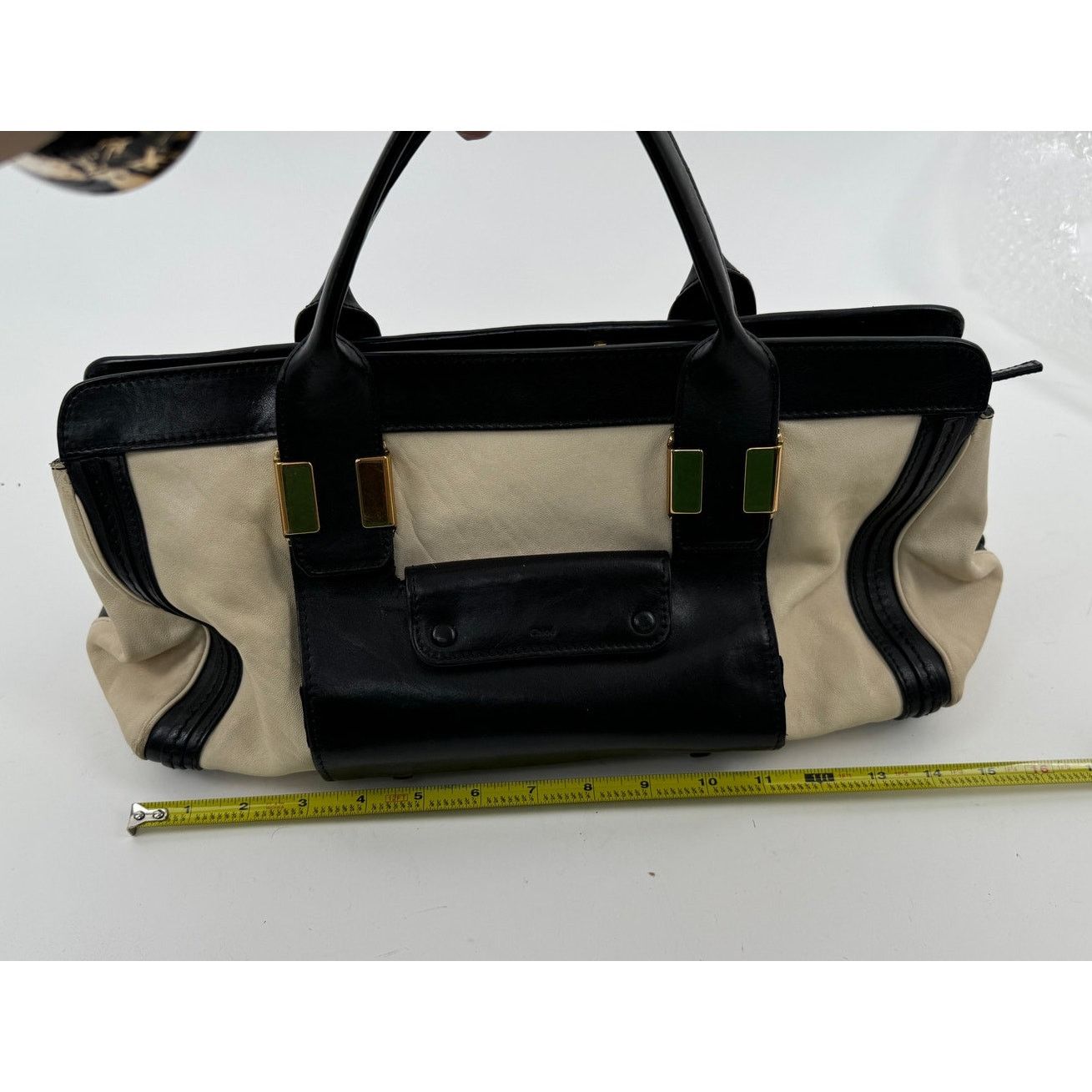Chloe Chloe Black Cream Leather Colorblock Weekender Two Way Bag Size ONE SIZE - 14 Thumbnail