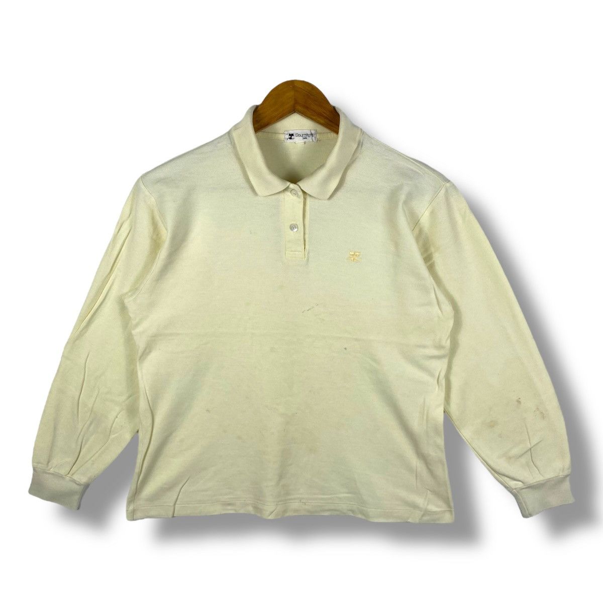 Courreges Vintage 80's COURREGES Small Logo Longsleeve Polo Shirt Size US S / EU 44-46 / 1 - 1 Thumbnail