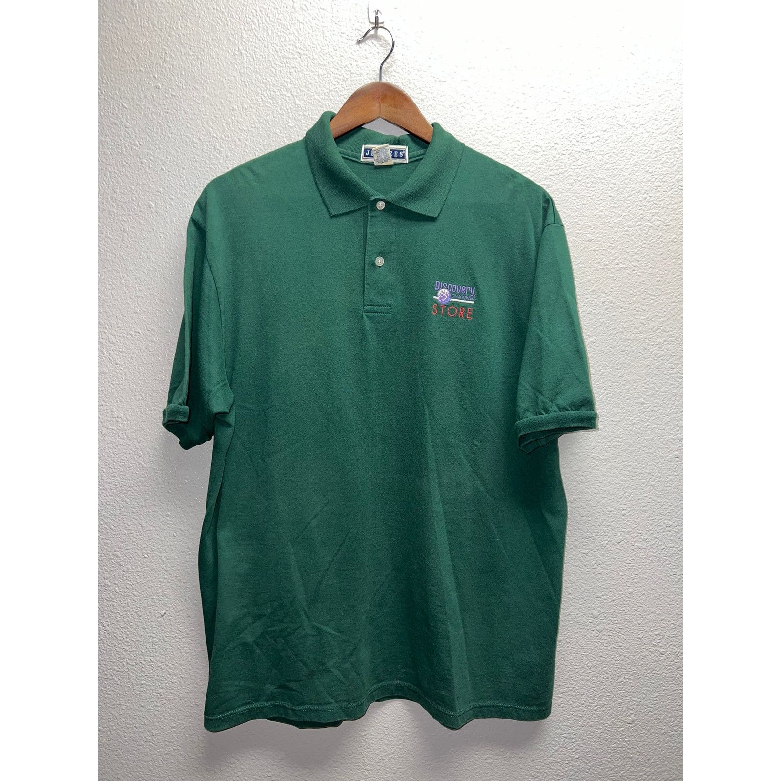 Jerzees Vintage Discovery Channel Shirt Polo Green Store Top 90s L Size US L / EU 52-54 / 3 - 1 Thumbnail