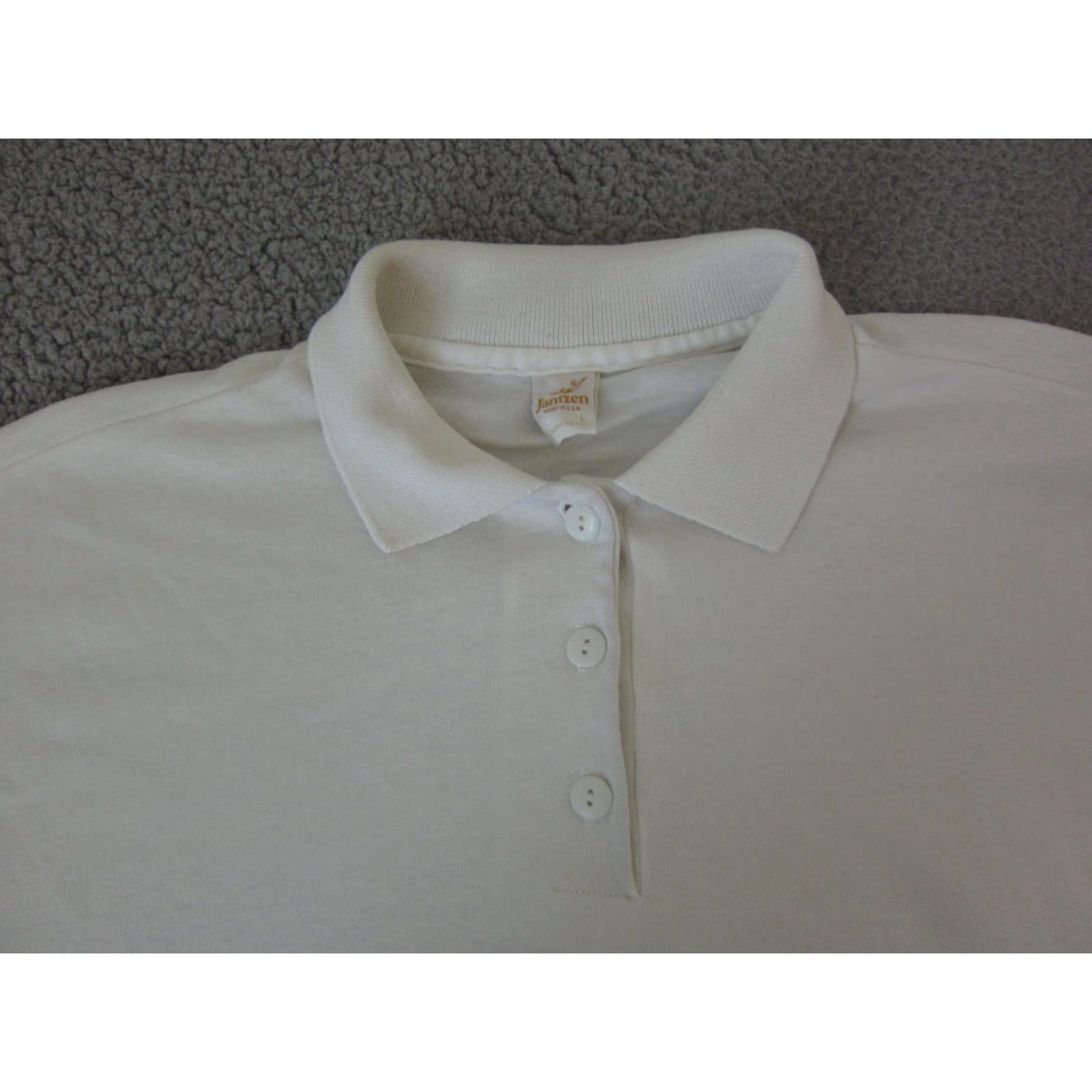 Jantzen VINTAGE Jantzen Polo Shirt Womens Large White 70s Disco Collar Casual Shirt Polo 70s Womens L White Jazz 70s/90s Mens Womens Size L / US 10 / IT 46 - 3 Thumbnail
