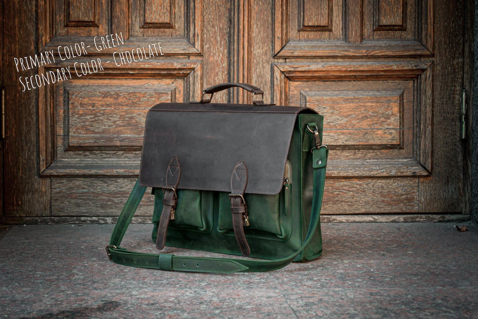 Handmade Genuine leather business men's briefcase Size ONE SIZE - 2 Thumbnail