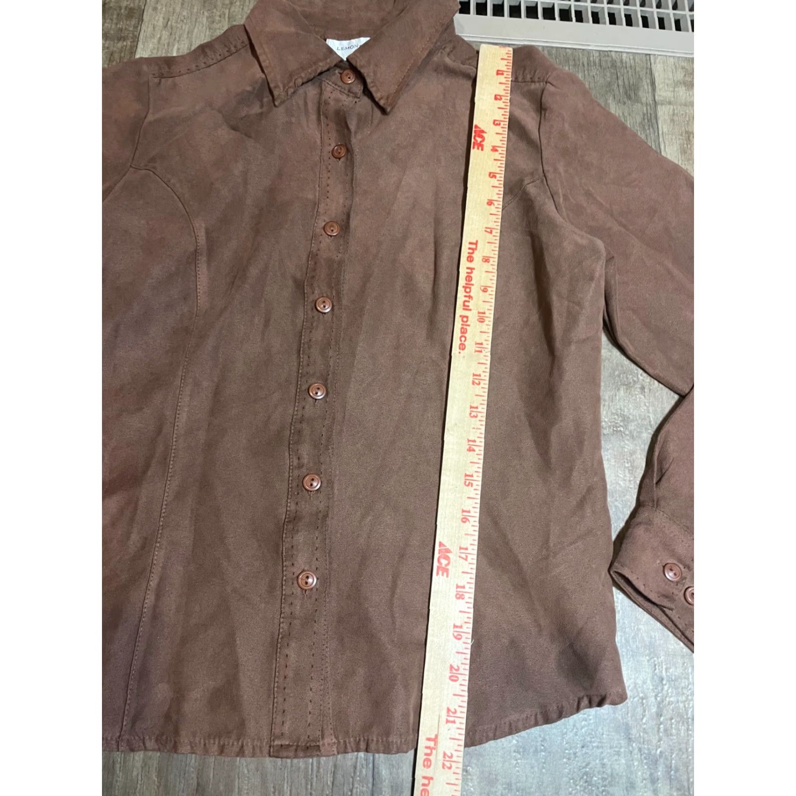Vintage VINTAGE Lemon Grass Button Up Shirt Womens Small S Brown Collared Long Sleeve Size S / US 4 / IT 40 - 2 Thumbnail