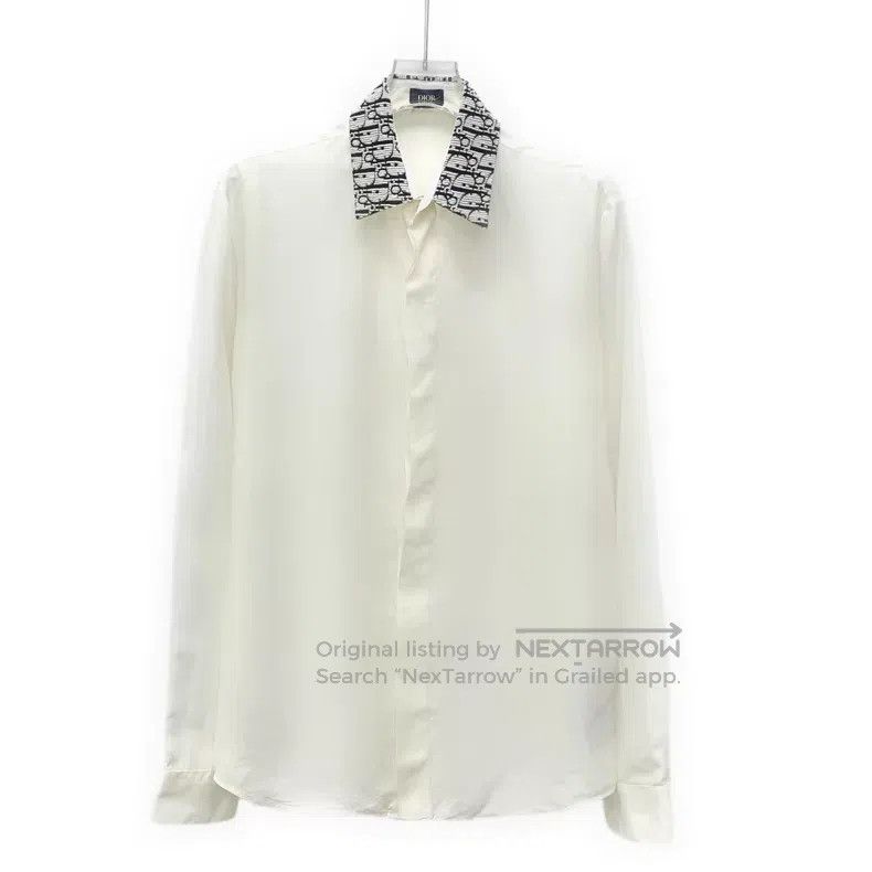 Dior Dior Size 37 White old flower stitching silk long-sleeved s Size US XXS / EU 40 - 1 Thumbnail