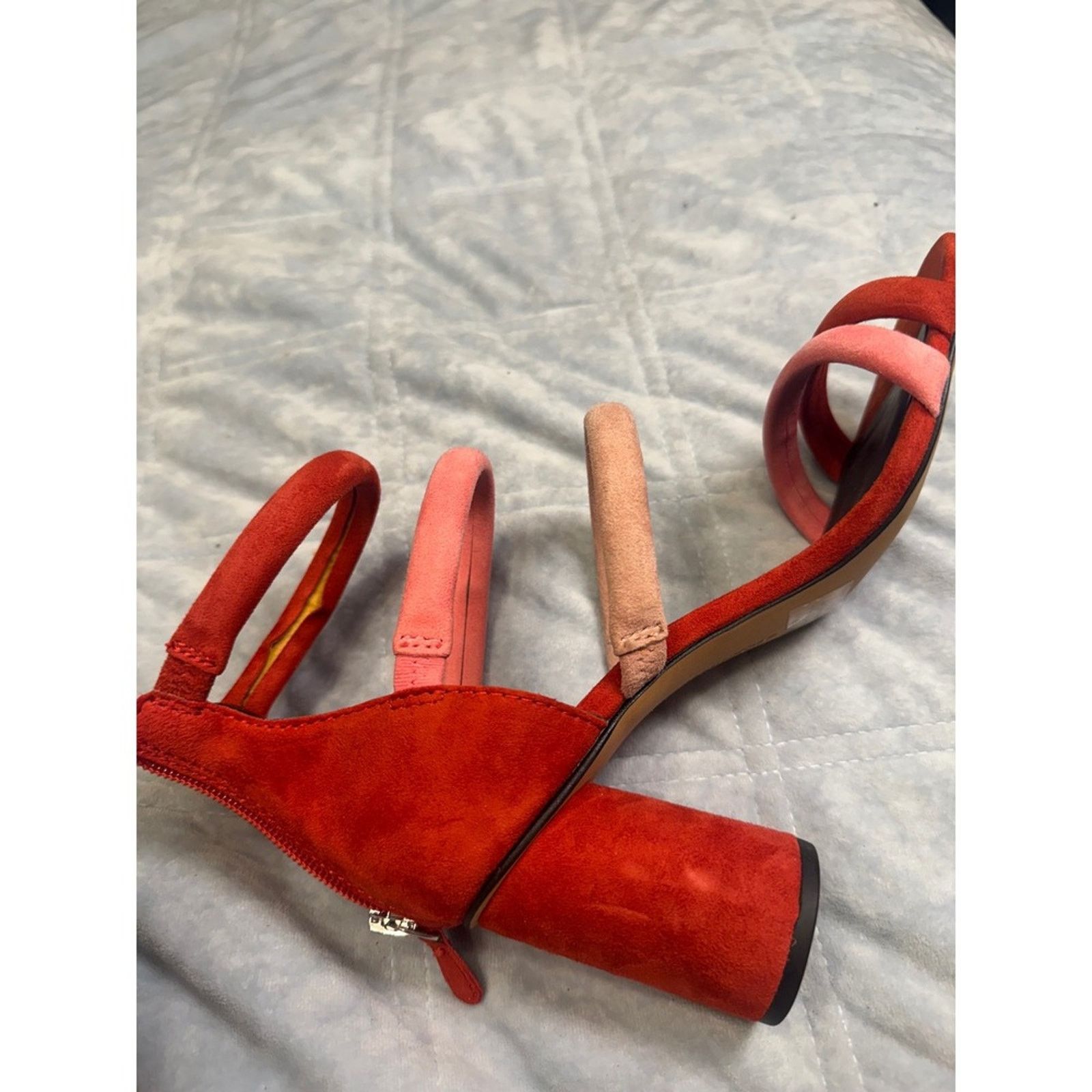 Rebecca Minkoff Rebecca Minkoff Suede Block Sandals - Red and Pink size 8 Size US 8 / IT 38 - 2 Thumbnail