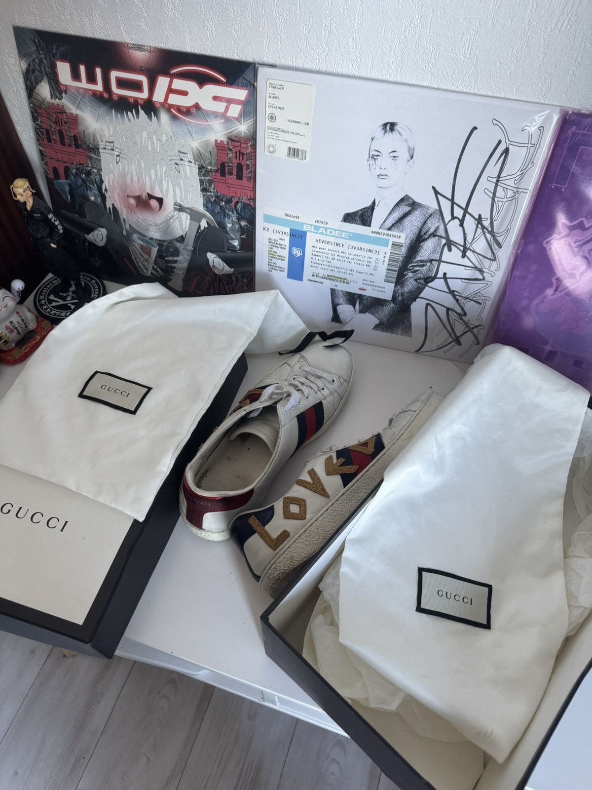 Gucci Gucci “Loved” Ace Embroidered Sneakers Luxury Designer Size US 8.5 / EU 41-42 - 4 Thumbnail
