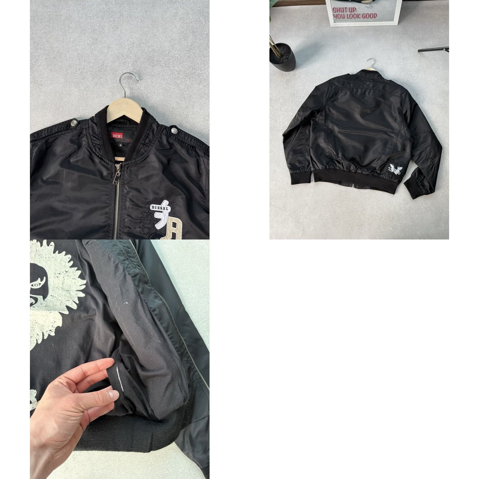 Diesel Vintage Diesel Bomber Jacket Nylon Logo Y2K Military Style Mens Size M Black 90s Diesel Bomber Jacket Size US M / EU 48-50 / 2 - 8 Thumbnail