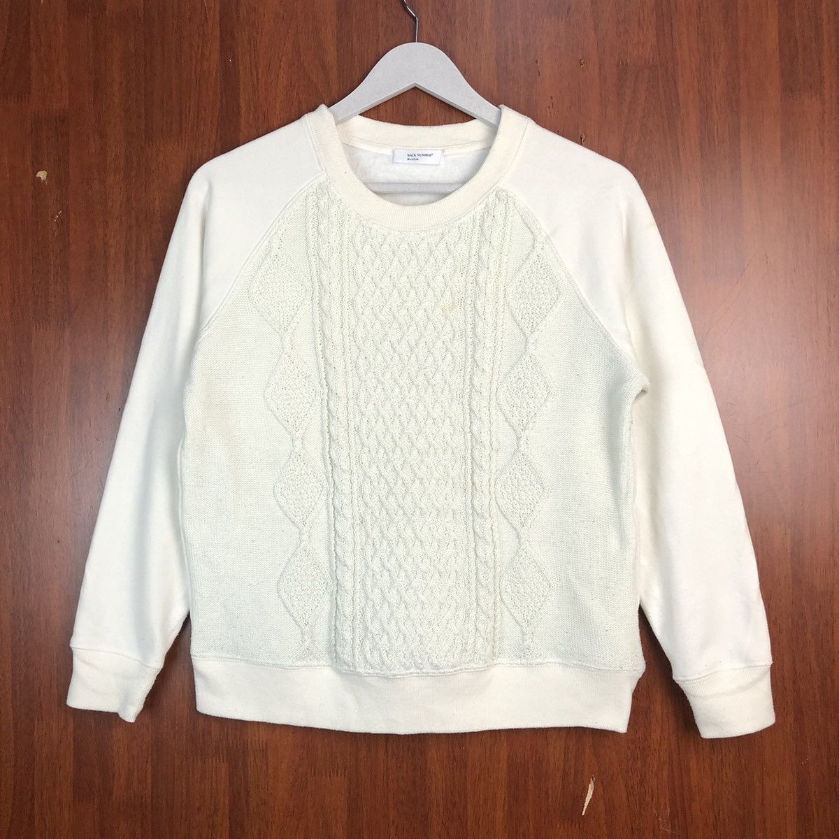 Homespun Knitwear × Japanese Brand Back Number White cable Knitwear sweatshirt #7521 Size S / US 4 / IT 40 - 1 Thumbnail