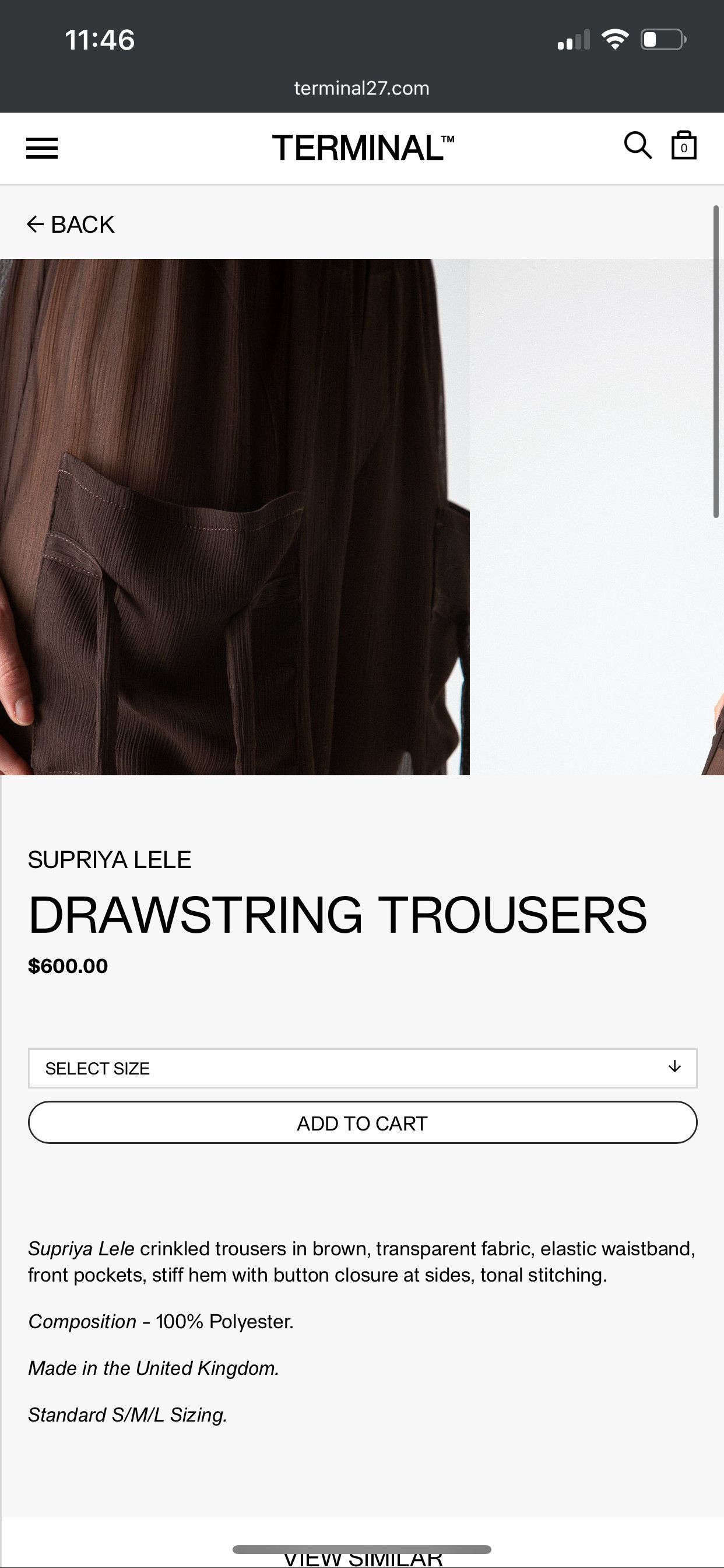 Other $600 NWT SUPRIYA LELE SHEER DRAWSTRING TROUSERS Size 27" / US 4 / IT 40 - 5 Thumbnail