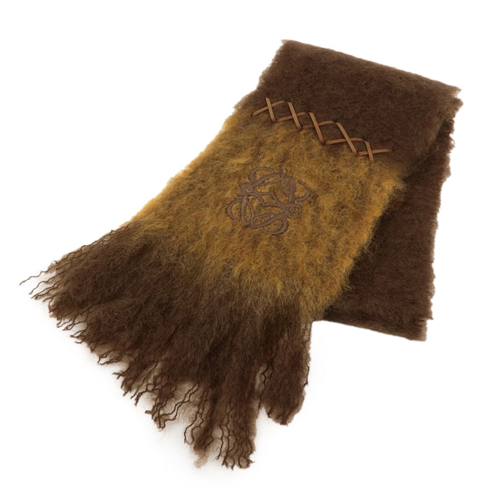 Loewe Loewe Anagram Mohair Scarf Brown Size ONE SIZE - 1 Thumbnail