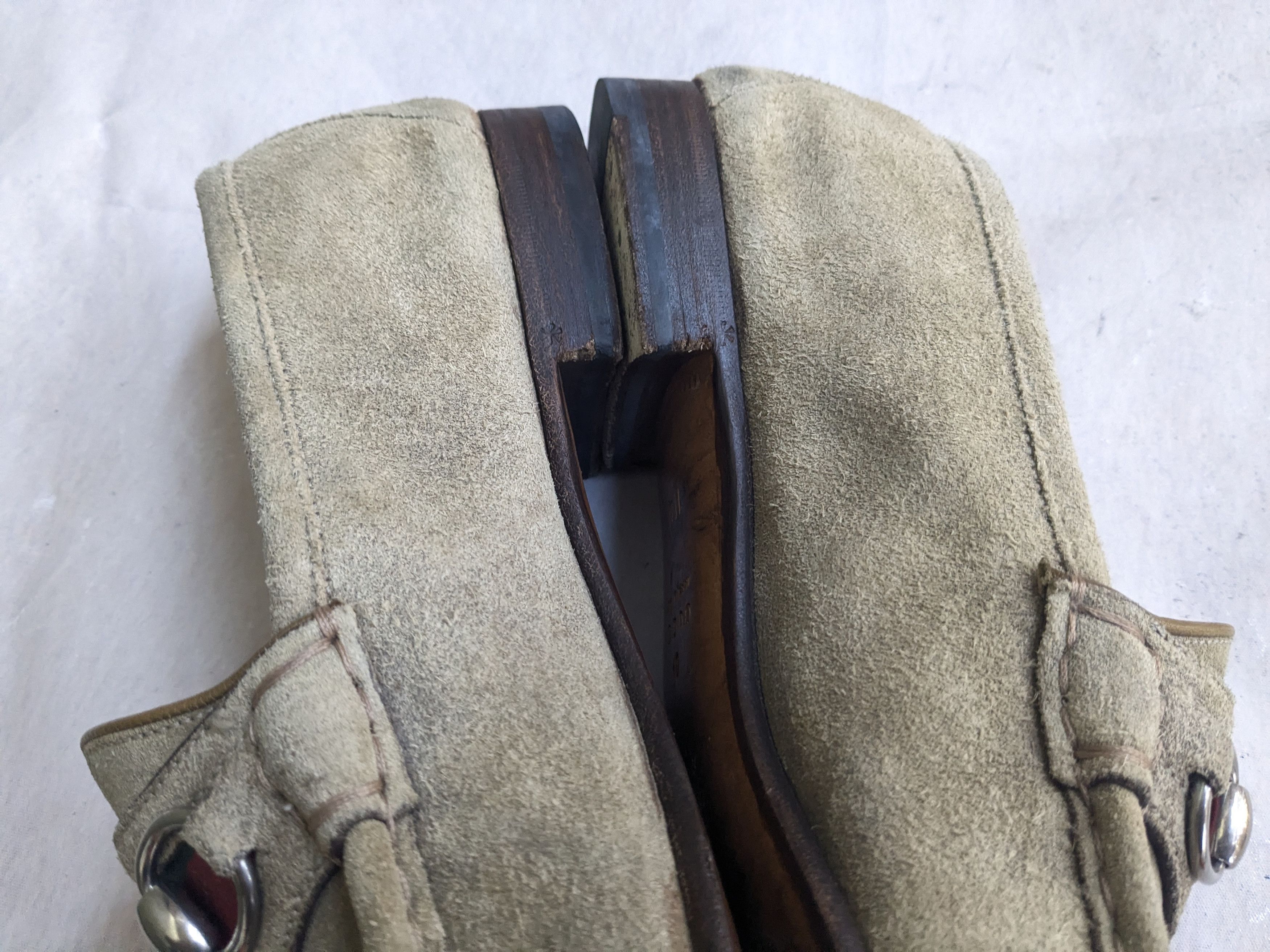 Gucci × Vintage Gucci Horsebit Loafers Beige 11 D Slip Ons Suede Size US 11 / EU 44 - 9 Thumbnail